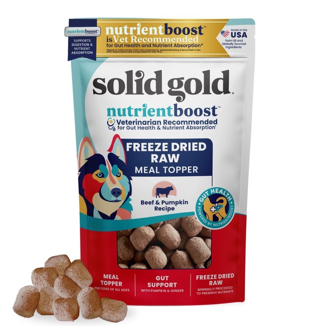 Premium Freeze-Dried Raw Dog Food with Real Beef, Pumpkin & Superfoods - Grain-Free, High-Protein Meal Topper or Treat - 1.5oz for Small & Medium Dogs - Perfect for Travel, Training & Digestive Health