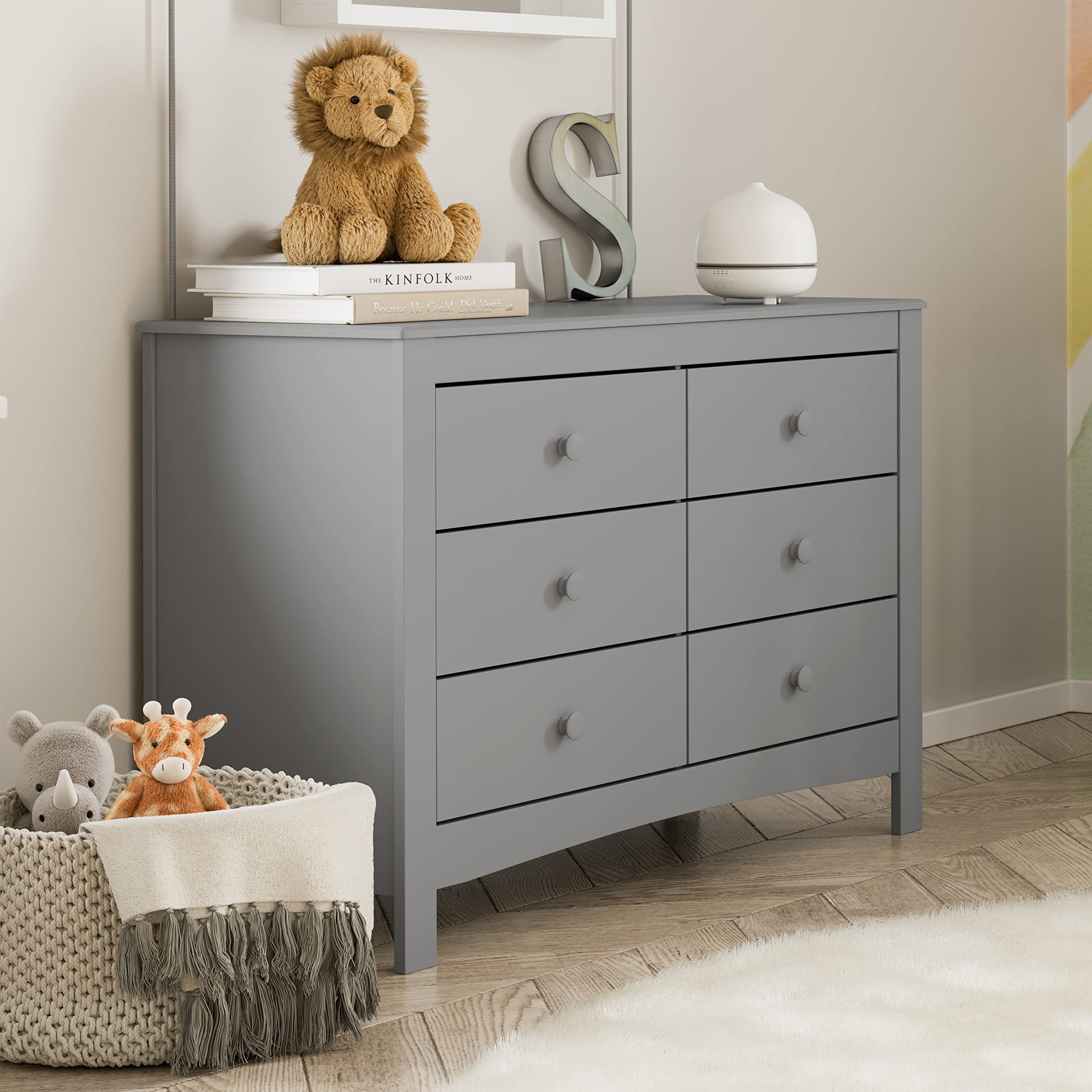 Graco Noah 6-Drawer Kids Dresser - GREENGUARD Gold Certified Nursery Dresser for Baby & Toddler Bedroom (Pebble Gray) | Perfect for Organizing Clothes, Toys & Nursery Essentials