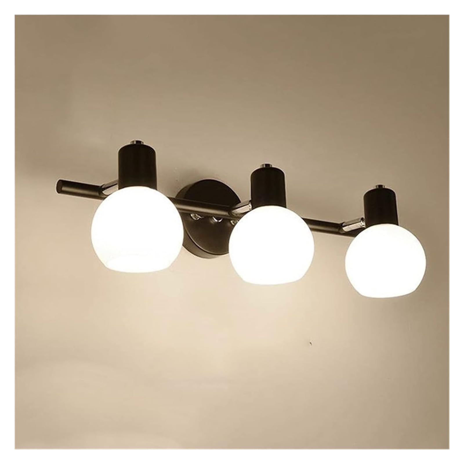 Modern LED Wall Lamp - 3-Light Bathroom Vanity Mirror Lighting with Glass Shade, E14 Bulb Base for Dressing Room & Toilet | Perfect for Makeup, Shaving & Home Decor