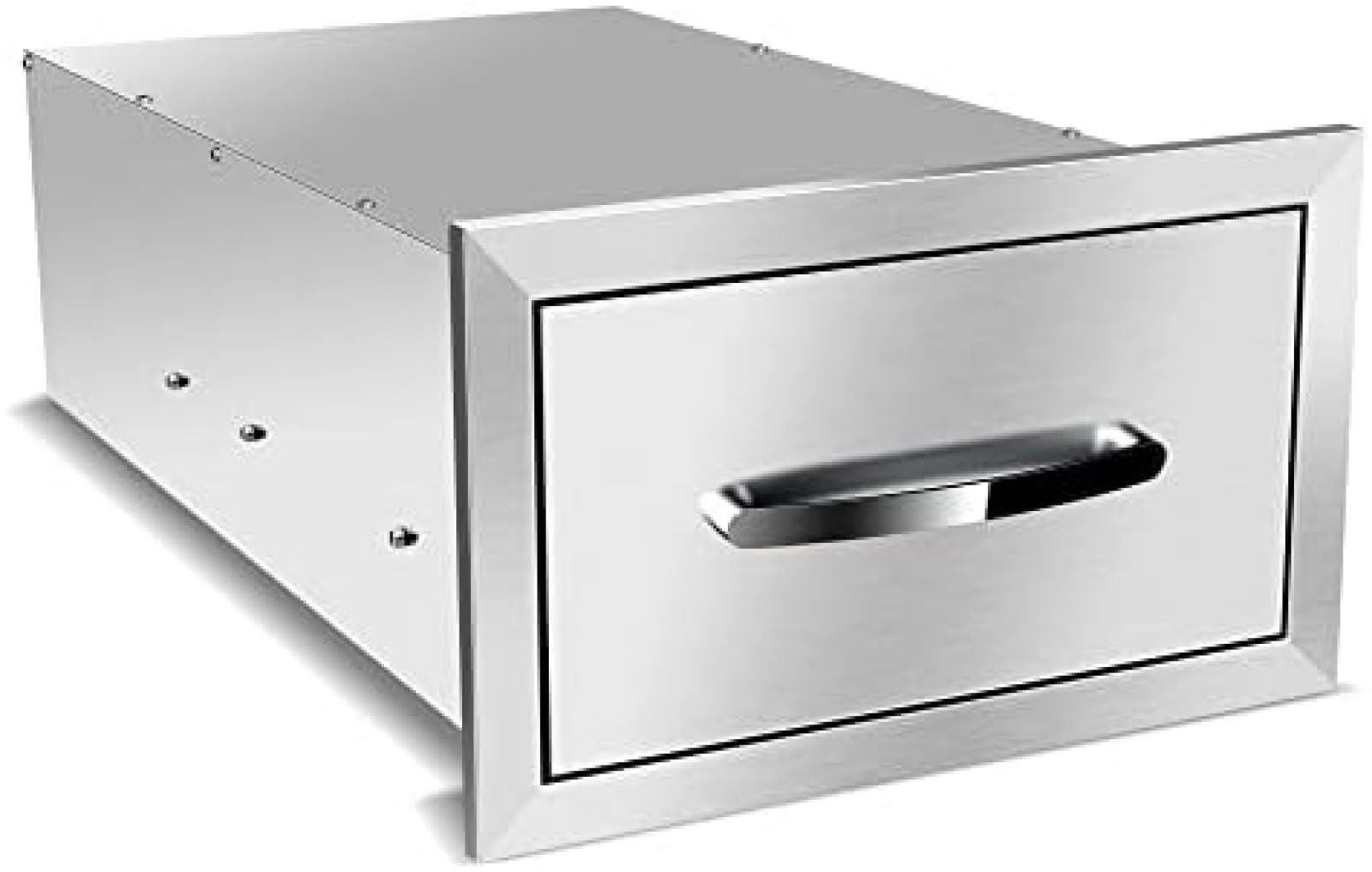 Stainless Steel Double Drawers for Outdoor Kitchen - 14W x 23D x 8.5H Horizontal BBQ Accessory Drawers - Perfect for Grilling Stations & BBQ Islands - Durable Outdoor Cooking Storage Solution