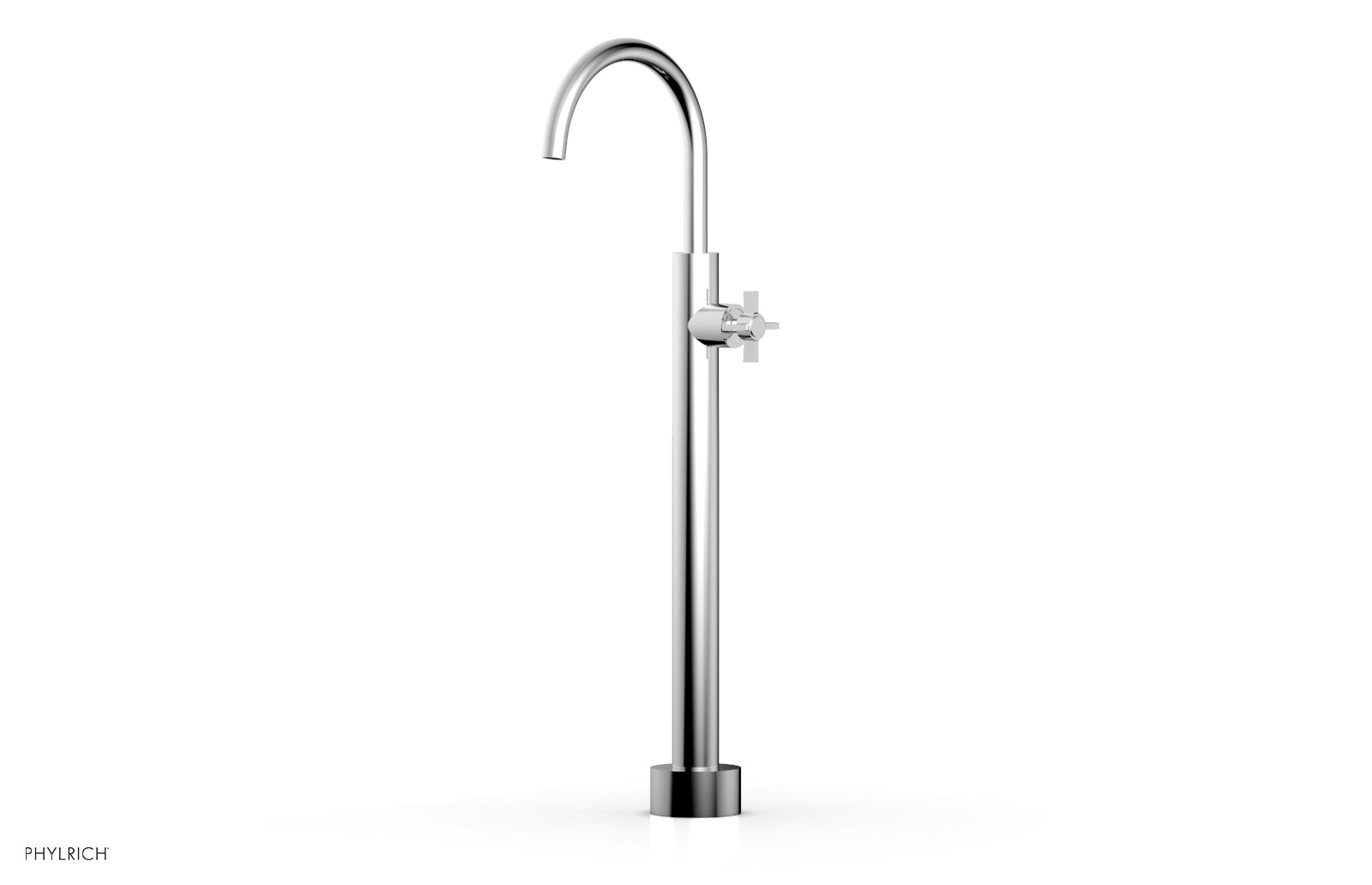 BASIC Low Floor Mount Tub Filler with Cross Handle - D132 44 04 - Perfect for Modern Bathroom Renovations and Spa-Like Showers