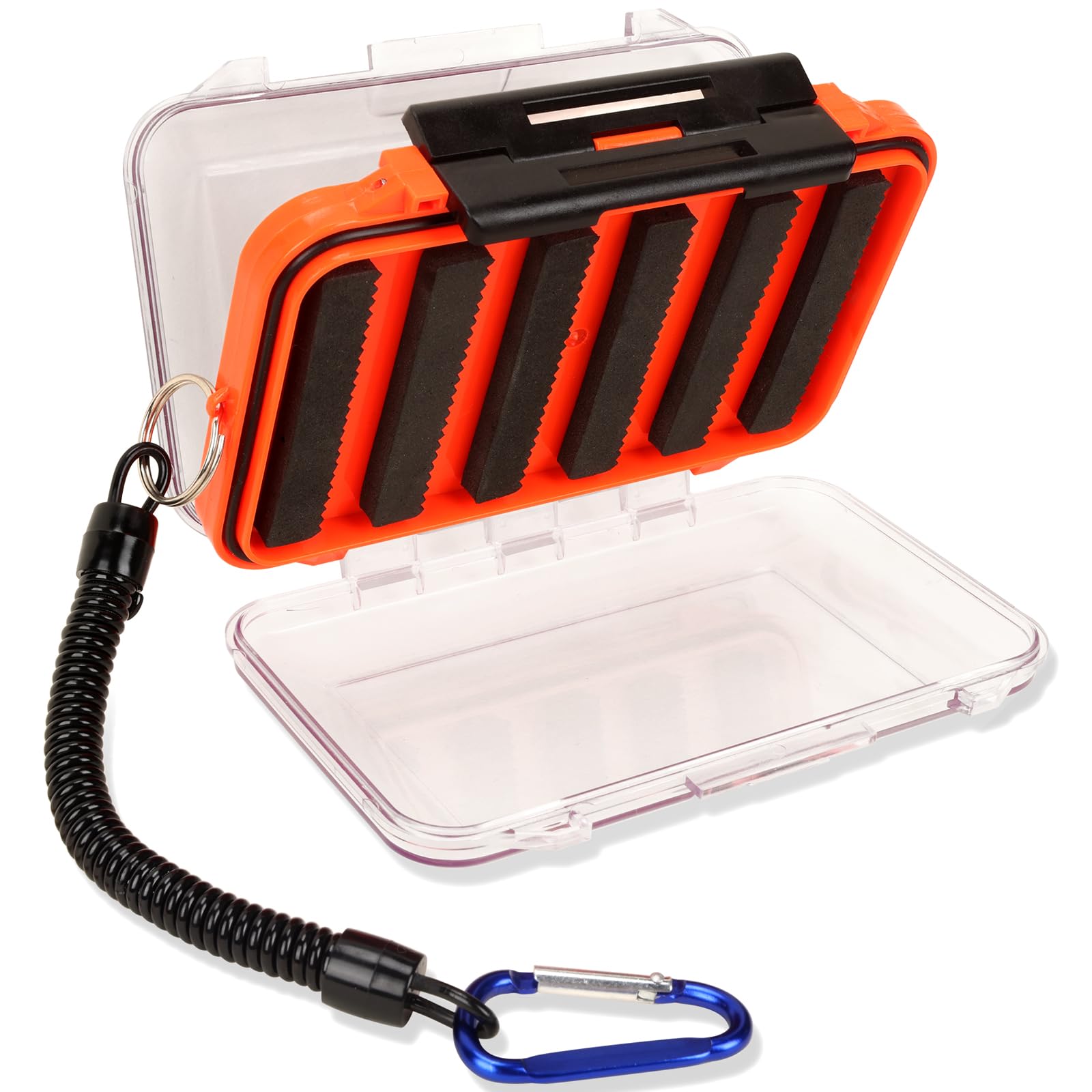 **Waterproof Fly Fishing Box with Transparent Lid - Two-Sided Foam Storage for Trout Lures, Jigs & Coil Springs - Lightweight & Easy Grip for Ice Fishing & Stream Use**