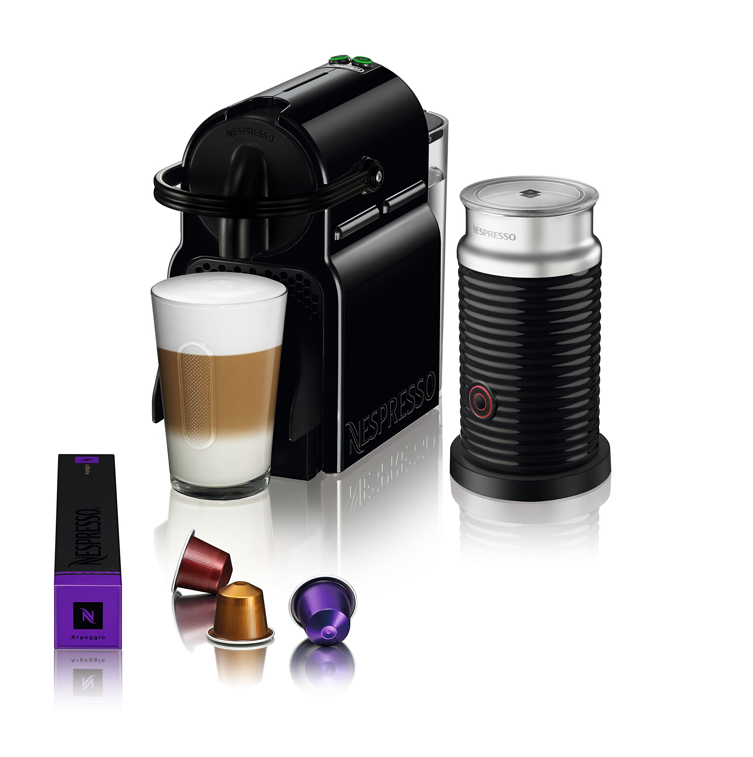 De'Longhi Nespresso Inissia Espresso Machine with Milk Frother - 24oz Compact Coffee Maker for Home & Office - Black | Perfect for Lattes, Cappuccinos & Quick Morning Brews