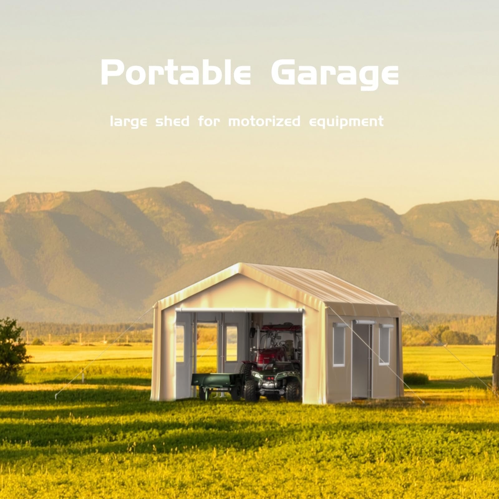 GARVEE 13' X 20' Heavy Duty Carport with 8 Reinforced Leg Poles & 14 mil PE Canopy - Waterproof Shelter for Pickup Trucks, Boats, RVs & Outdoor Storage | Durable Yellow Car Cover for Driveway, Backyard & Commercial Use