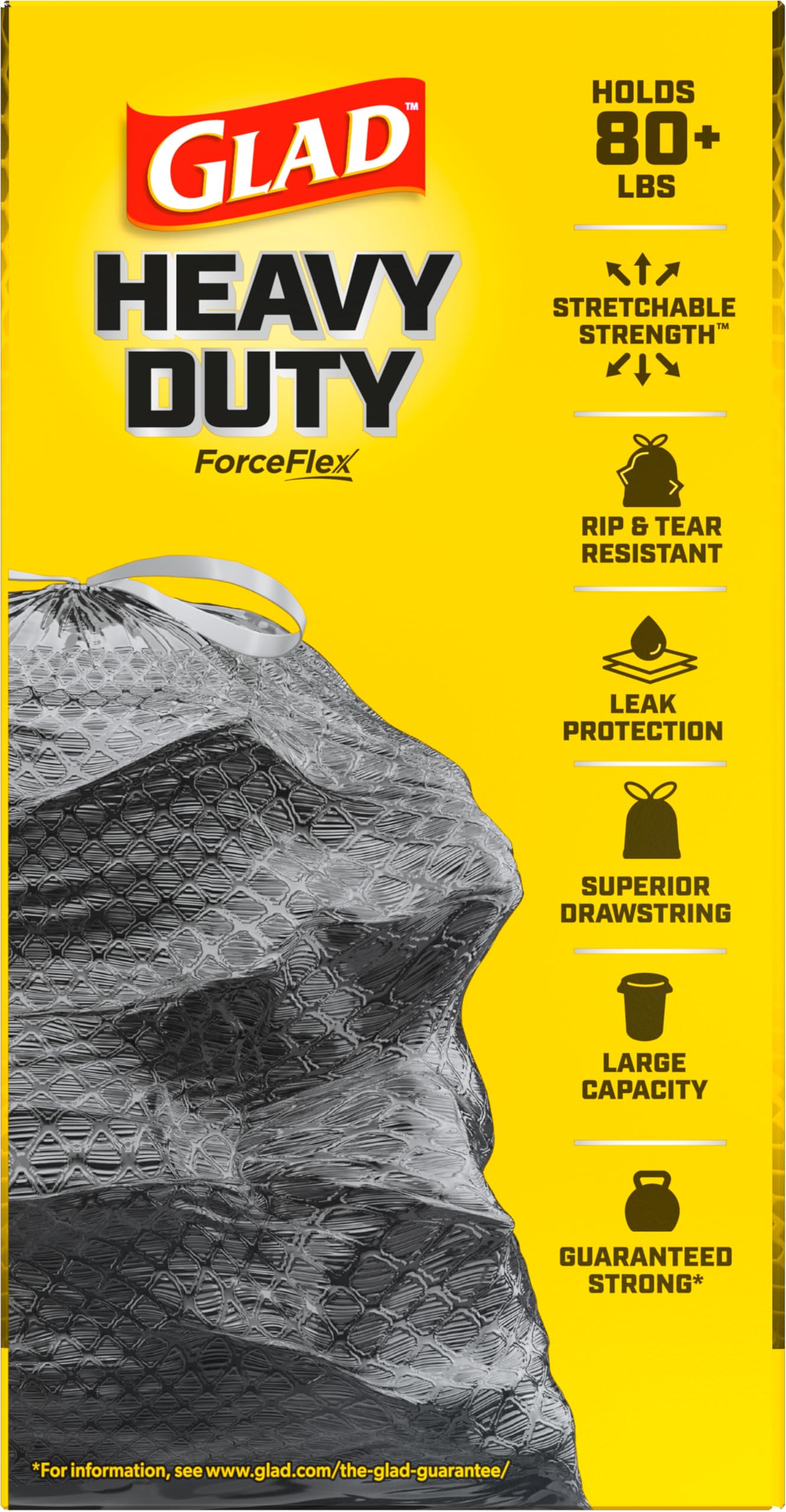 Glad Large Drawstring Trash Bags - ForceFlex 30 Gallon Heavy Duty Garbage Bags, 50 Count (Black) - Perfect for Kitchen, Office, and Outdoor Waste Disposal
