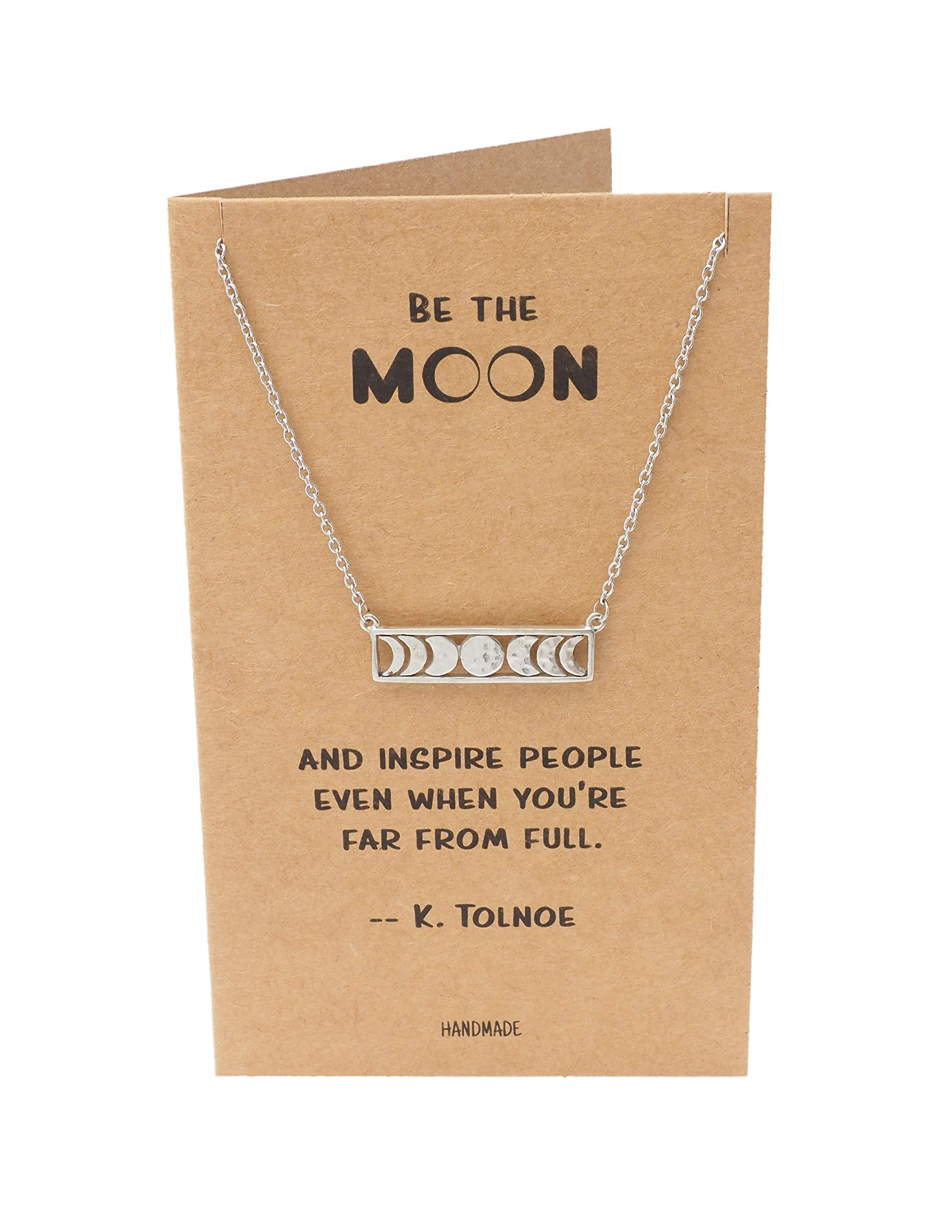 Moon Pendant Necklace for Women - Sterling Silver Inspirational Jewelry Gift with Motivational Quote | Birthday, Anniversary, Graduation Present | Perfect for Everyday Wear & Special Occasions