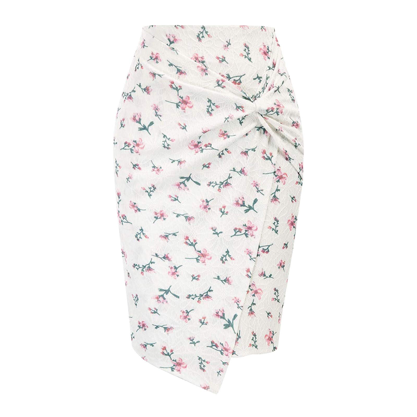Elegant Floral Print Women's Pencil Skirt - Office Workwear & Casual Dress with Twisted Design, Modest Sports Skirt for Business, Dating & Daily Wear