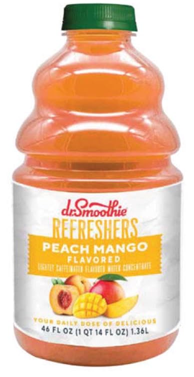 Dr. Smoothie Refreshers Peach Mango - 6 Pack of 46 Oz Bottles | Natural Fruit Juice Blend | Perfect for Breakfast, Snacks & Healthy Hydration