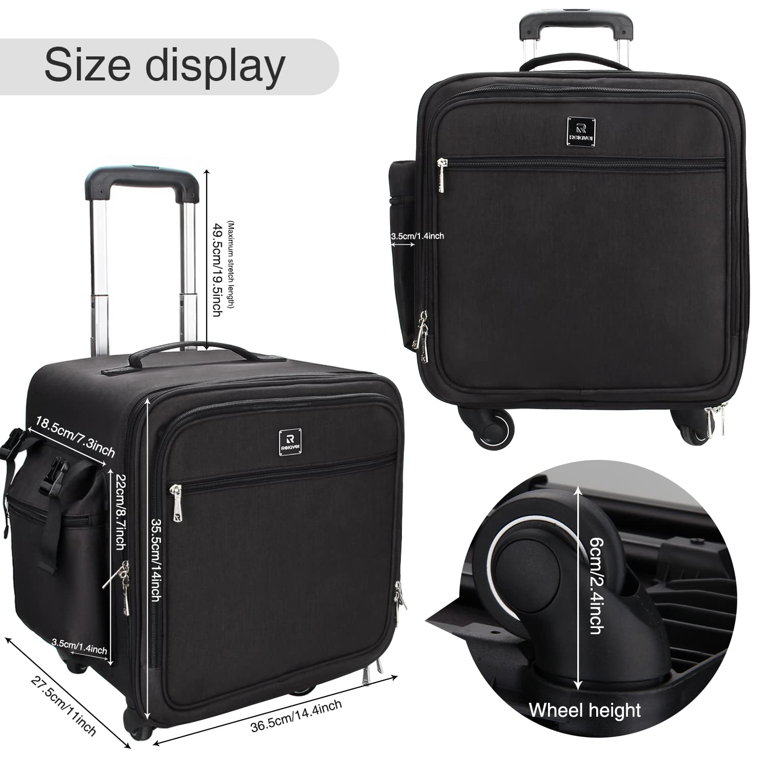 Relavel Professional Rolling Makeup Case with Wheels - Detachable Cosmetic Train Case for Makeup Artists | Travel Organizer for Cosmetics & Beauty Tools | Perfect for Salon, Bridal & On-the-Go Makeup Artists