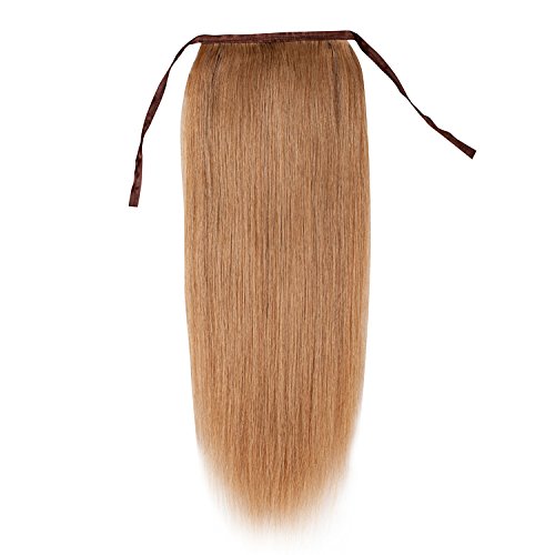 Remeehi 26 Inches Silky Straight Clip-in Ponytail Hair Extensions - 80g High-Quality Indian Remy Human Hair in #27 Strawberry Blonde | Perfect for Parties, Weddings & Everyday Styling
