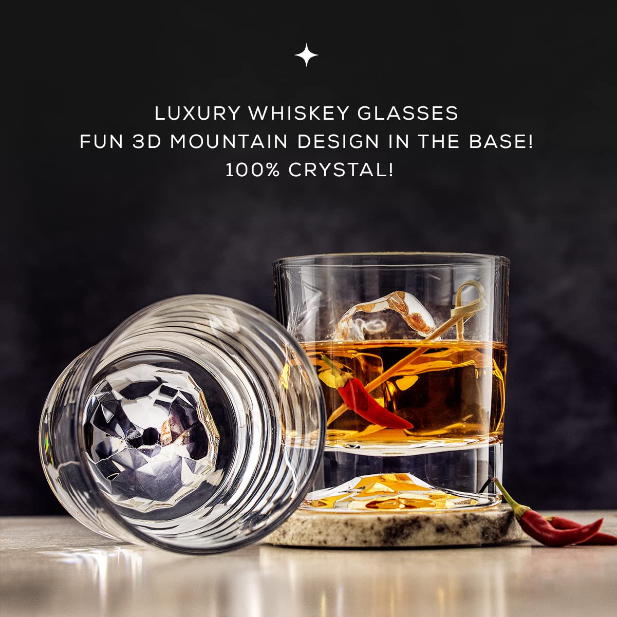 JoyJolt 10oz Whiskey Glasses Set of 4 - Crystal Old Fashioned Scotch Rocks Glasses for Bourbon, Liquor & Cocktails | Perfect for Home Bar, Gifts & Entertaining