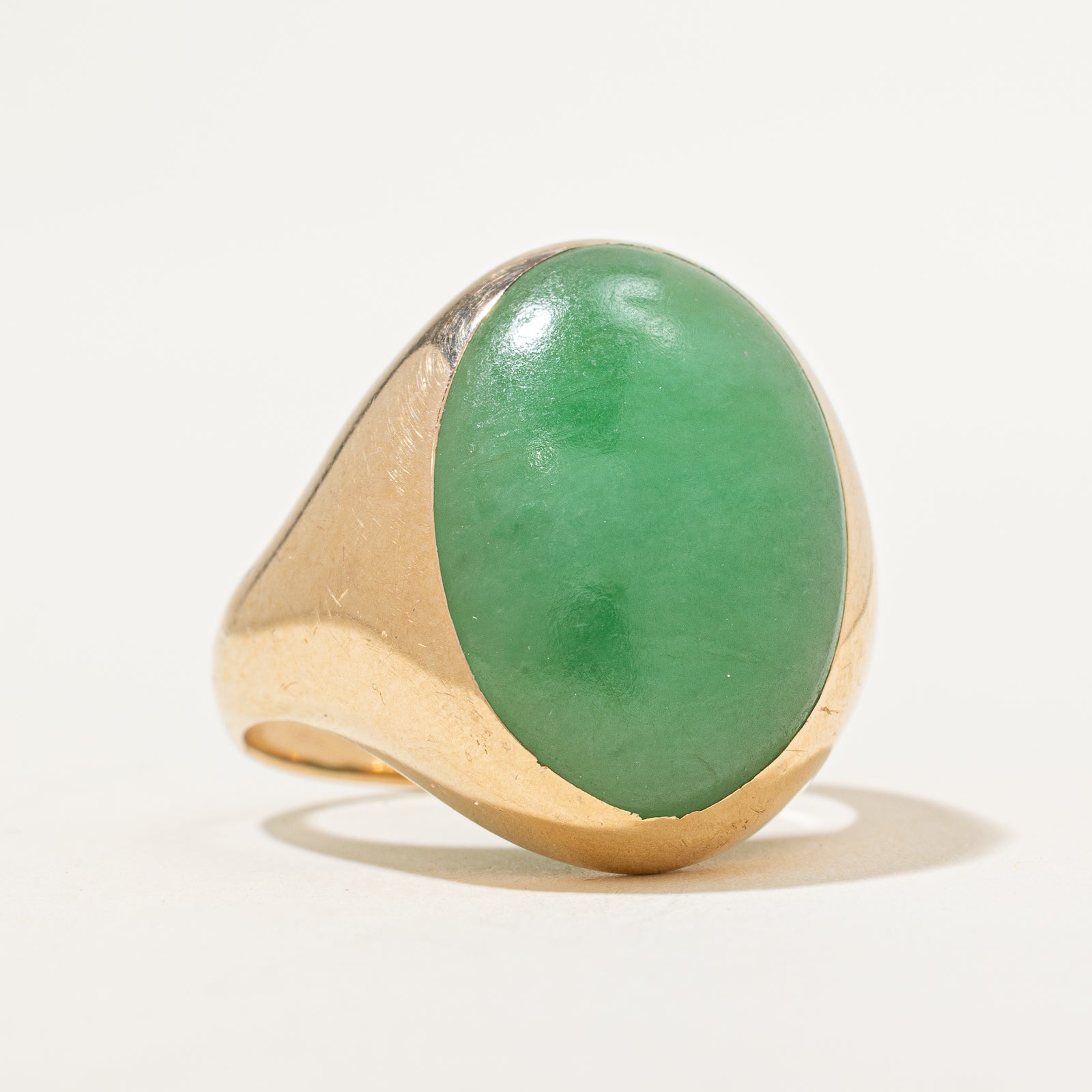 15.00ct Oval Cabochon Jade Cocktail Ring - Size 8.25 | Elegant Statement Jewelry for Evening Parties & Special Occasions