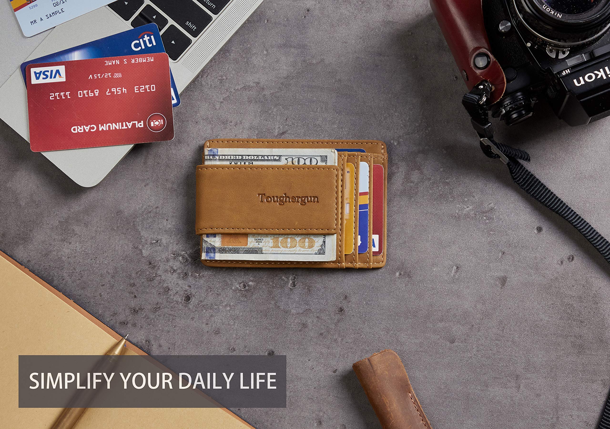 Slim Minimalist Leather Wallet for Men - RFID Blocking Magnetic Money Clip Credit Card Holder - Holds Cash & Cards - Perfect for Travel, Business & Everyday Use