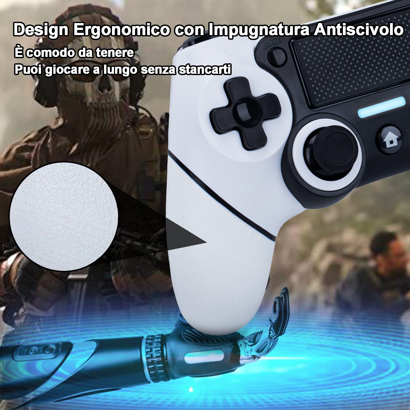 Wireless PS4 Controller Compatible with PS4/Pro/Slim & PC - Dual Vibration, 6-Axis Gyro, Turbo Mode, 1000mAh Battery, Touch Pad, Audio Jack, M1/M2 Buttons - Perfect for Gaming, Streaming & Esports