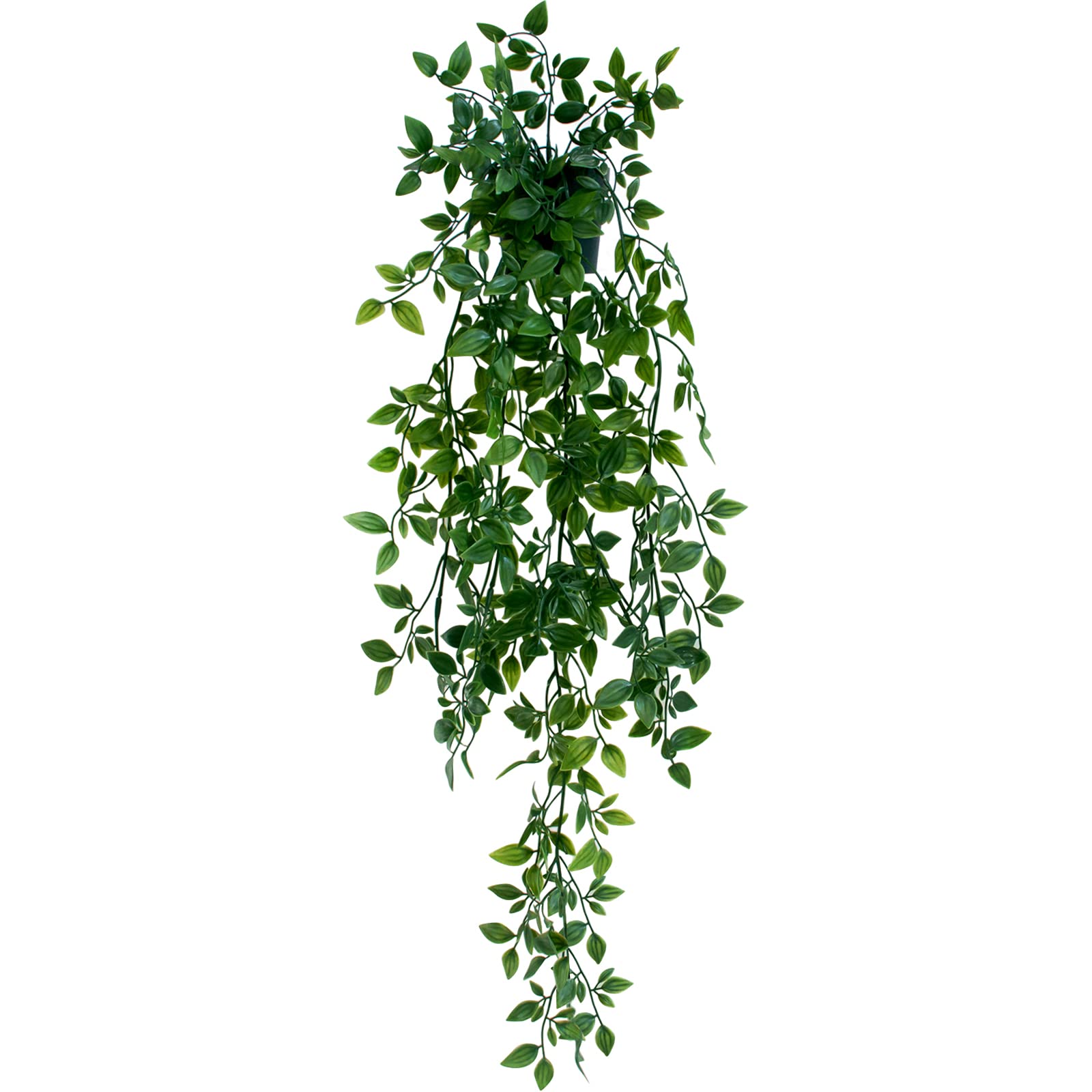LOYWREE Realistic Small Artificial Hanging Mandala Plants in Pot - Fake Potted Greenery for Indoor & Outdoor Decoration - Perfect for Patio, Shelf, Wall, Home Office, Living Room, Bedroom, Bathroom Décor (Black Pot)