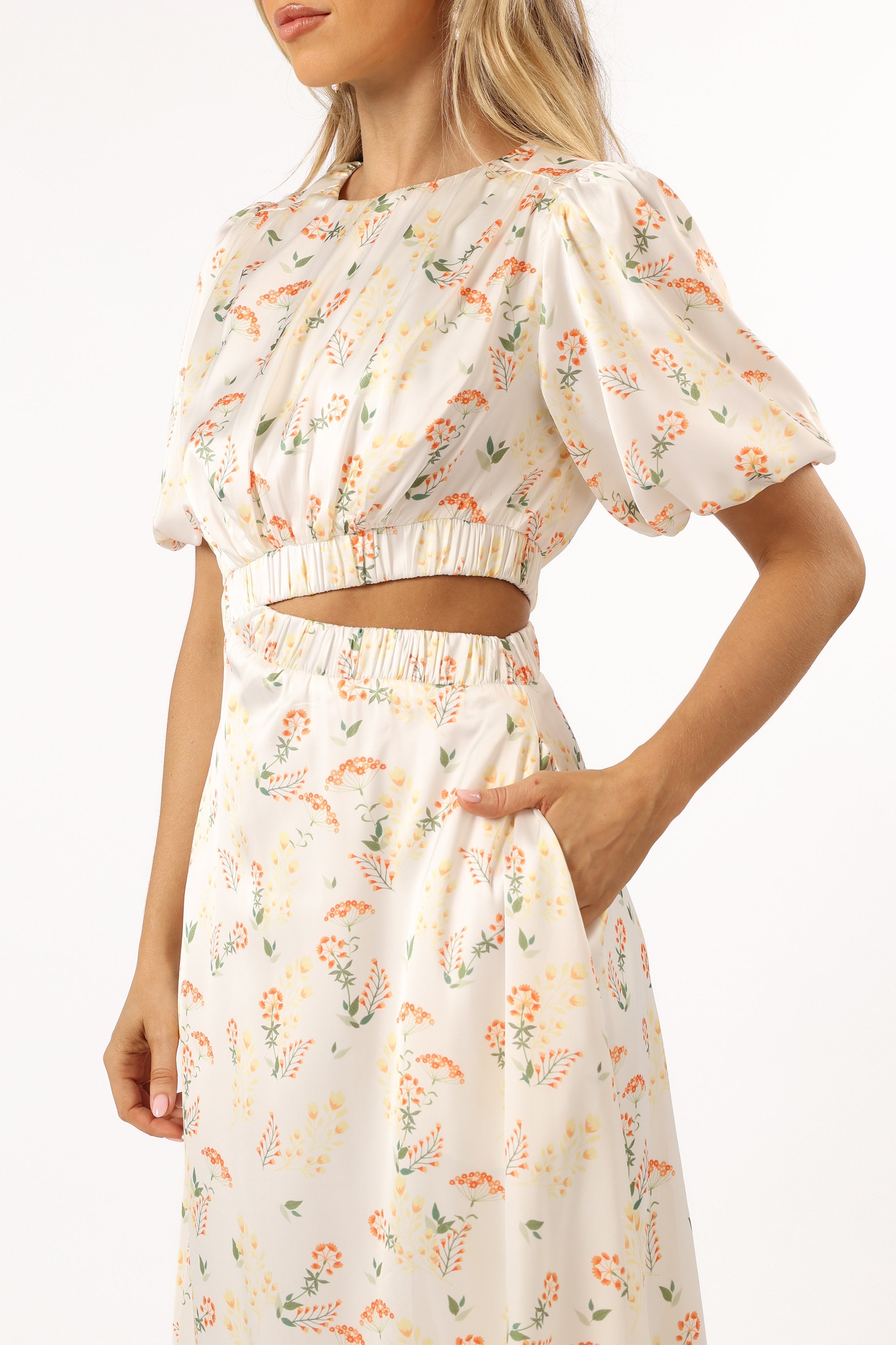 Aminah Puff Sleeve Floral Dress for Women - Yellow Summer Dress with Ruffle Details | Perfect for Weddings, Parties & Beach Vacations