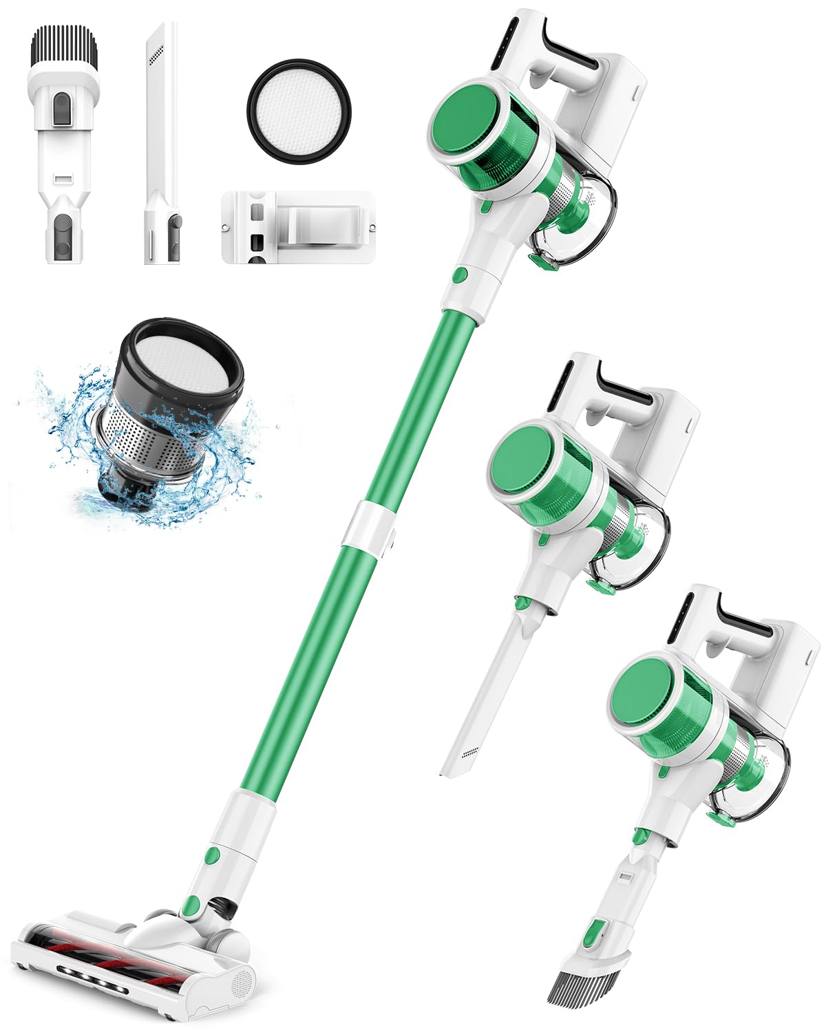 Fykee Cordless Stick Vacuum Cleaner with 1.2L Dust Cup, 80,000 RPM Brushless Motor & Detachable Battery for 35 Mins Runtime - Lightweight Handheld Vac for Hardwood Floors, Carpets & Pet Hair Cleaning