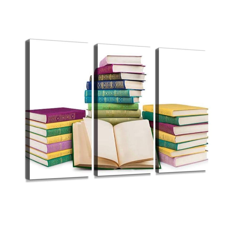 Vintage Book Canvas Wall Art - 3 Panels for Living Room & Bedroom Decor