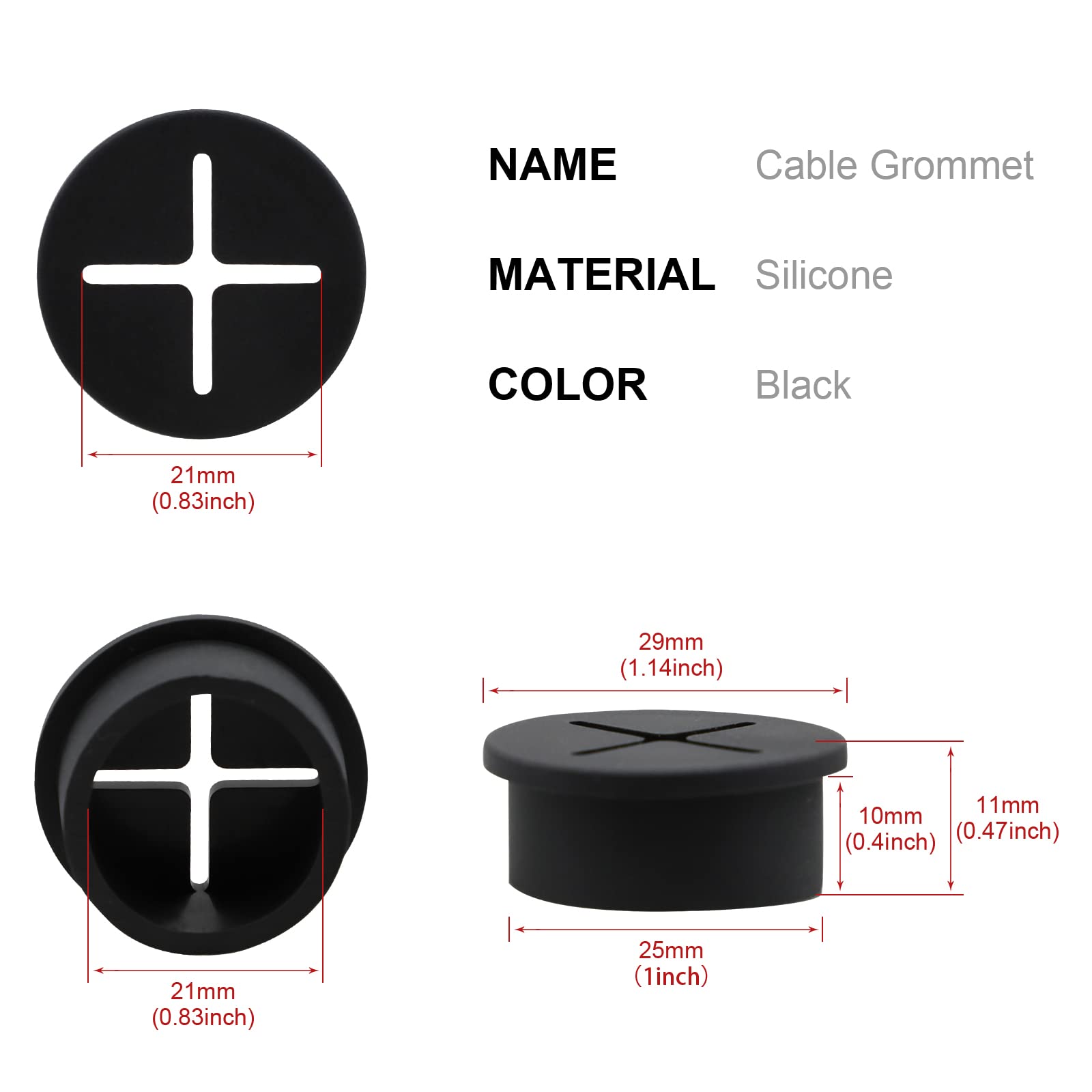 1 Inch Flexible Rubber Desk Grommet - 12 Pack Silicone Cable Cord Hole Cover for Wire Management on Desks, Tables & Furniture - Perfect for Home Office, Gaming Setup & Workspace Organization