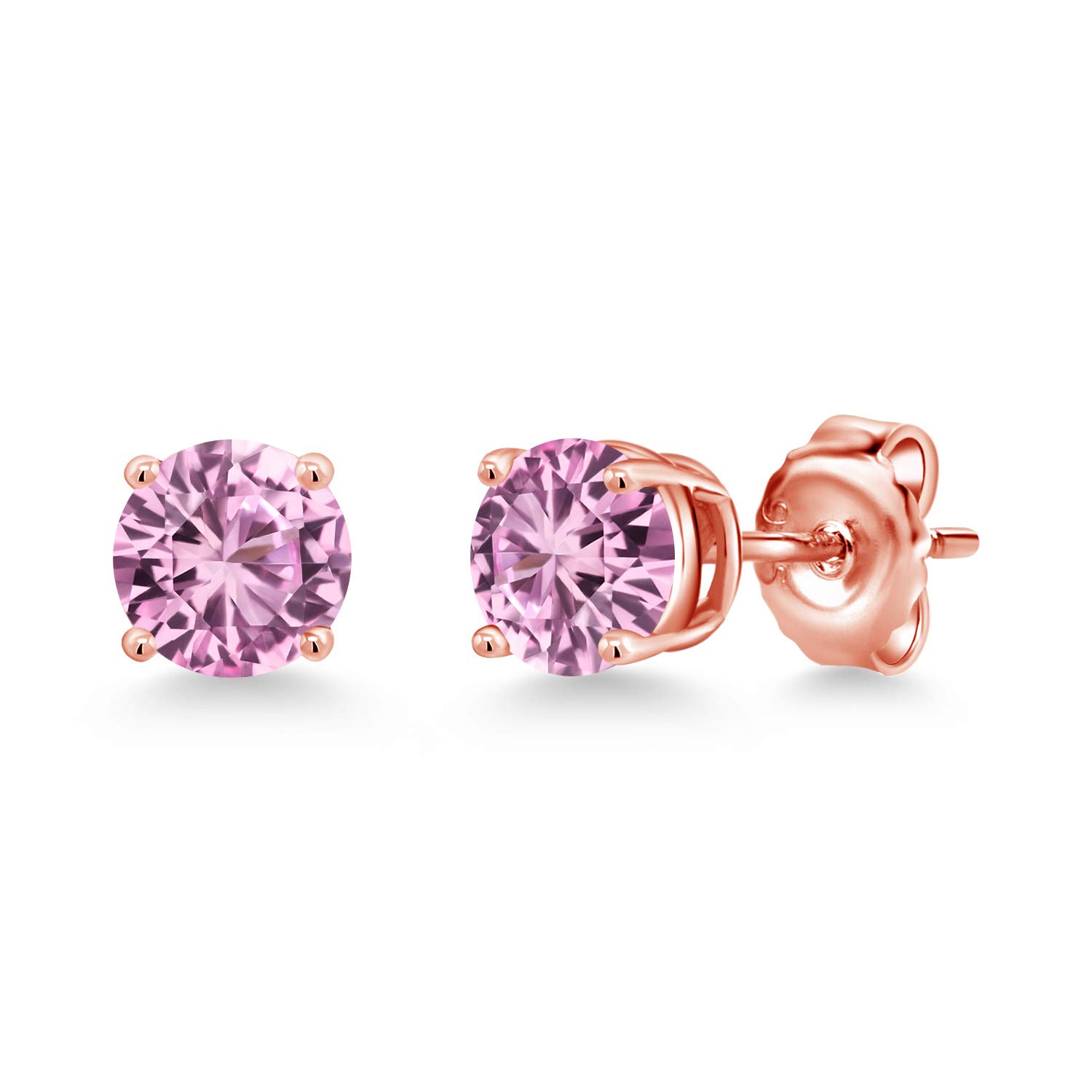 Gem Stone King 18K Rose Gold Plated Sterling Silver 6MM Round Birthstone Stud Earrings for Women & Men | Personalized Jewelry Gift for Birthday, Anniversary & Special Occasions
