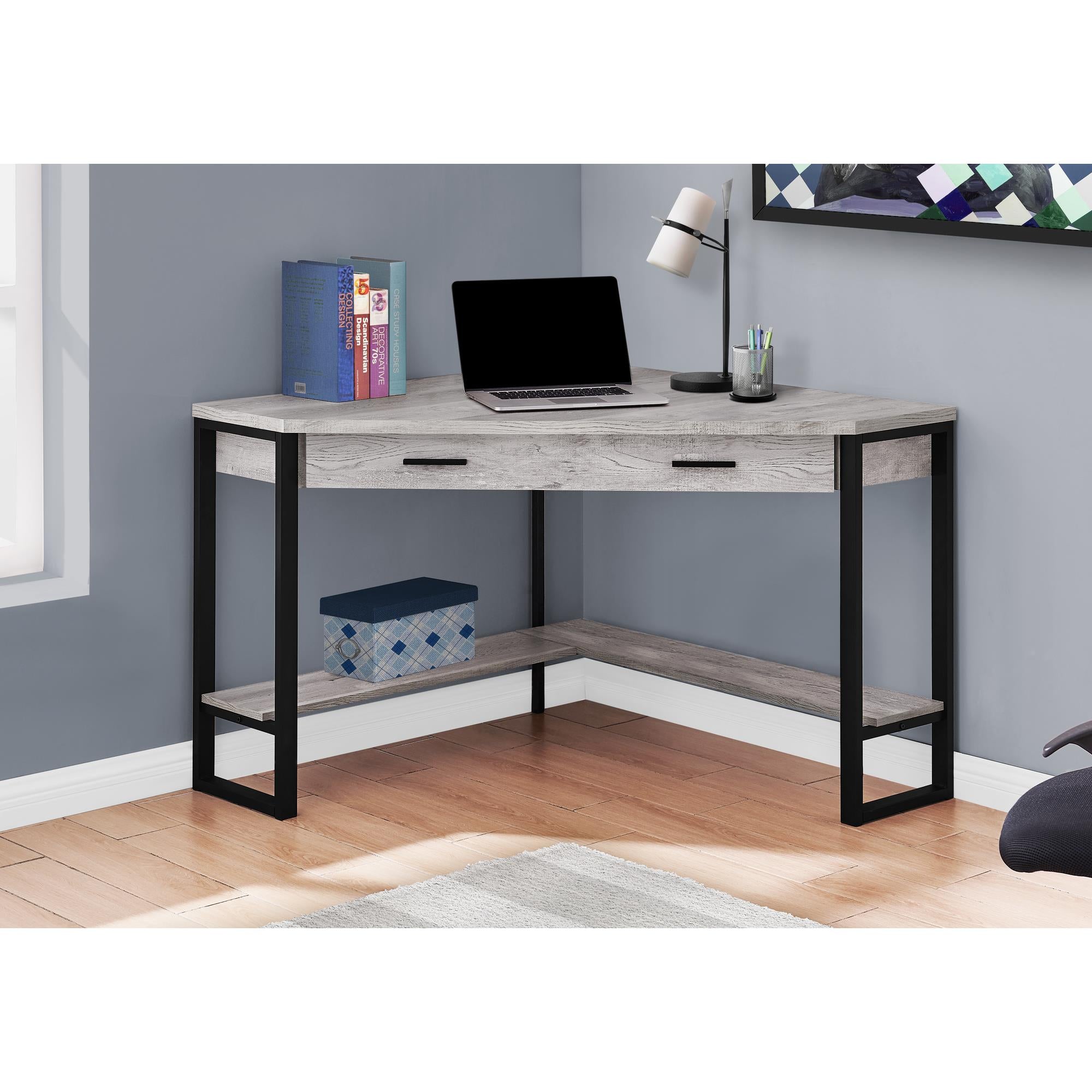 Monarch Corner Desk 7505 - Modern Home Office Desk with Storage Shelf | Perfect for Small Spaces, Study Rooms & Home Offices
