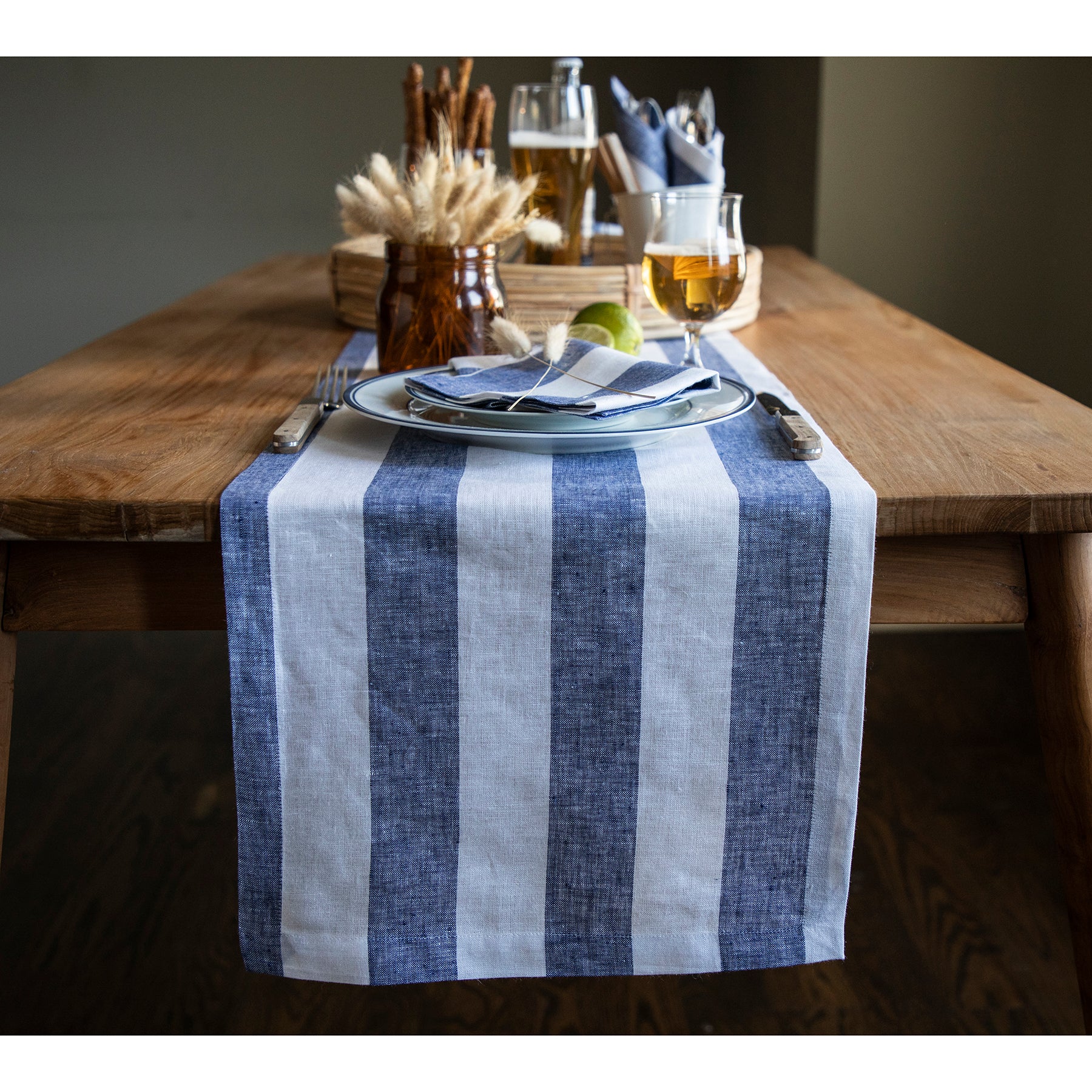 Natural and White Cabana Stripe