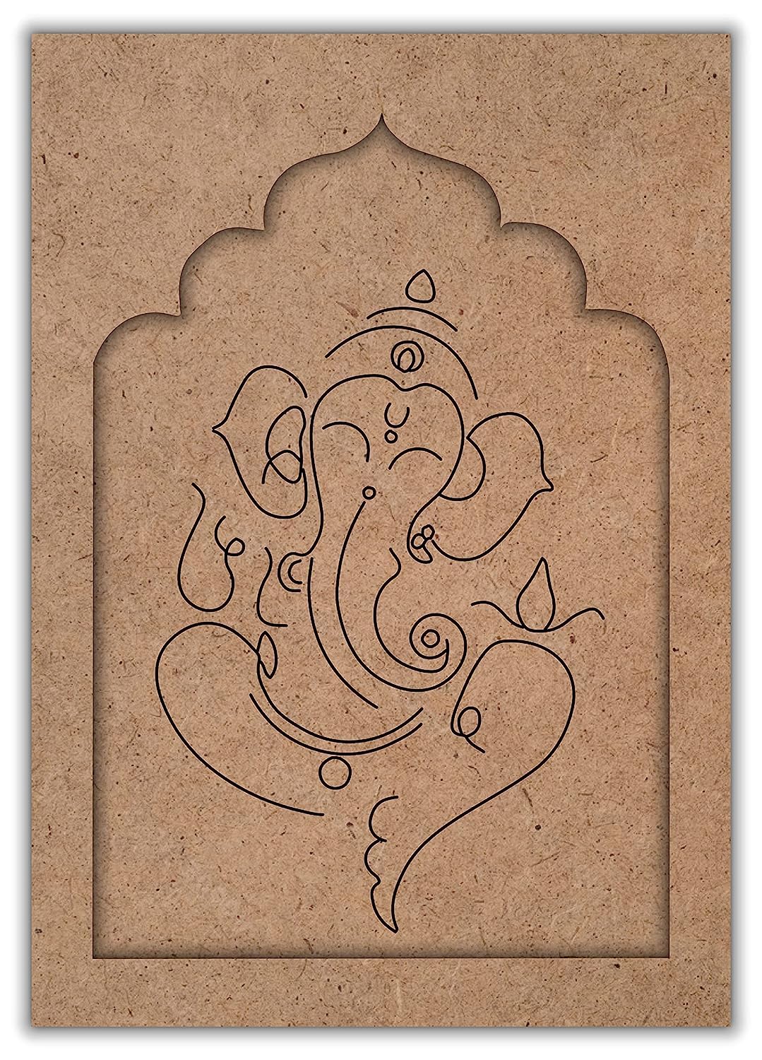Lord Ganesha Jharokha MDF Frame - 21x30cm DIY Craft Cutout for Home Decor, Wall Art & Indian Festival Decoration | Handmade Room Decor for Pooja, Wedding & Cultural Events | Perfect for Mandir Decoration, Living Room Wall Hanging & Gift Idea