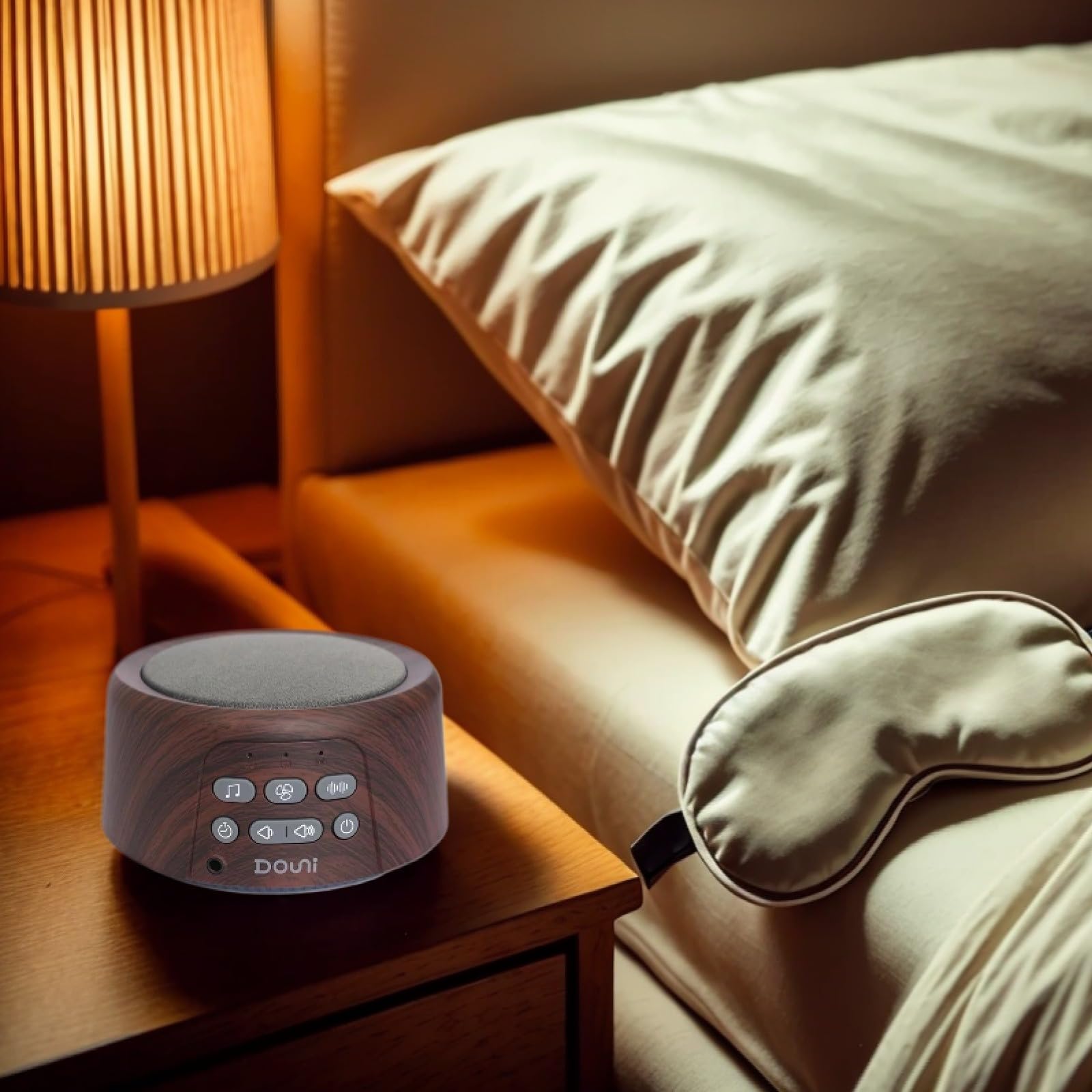 White Noise Machine for Sleep & Relaxation - Portable Sound Machine with Timer, Memory Function & Soothing Sounds - Ideal for Babies, Adults, Nursery, Home Office & Travel - Natural Wood Grain Design - Perfect for Bedtime, Meditation & Noise Cancellation