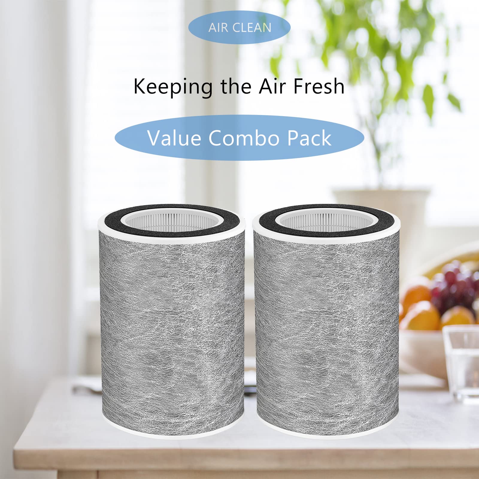 HP201 HP202 HEPA Filter Replacement (2 Pack) - Compatible with Shark HP200/201/202/301/302 Series, UA205, AP1000 3-in-1 Max HC501/HC502 Air Purifiers - Perfect for Home, Office & Allergy Relief - Part # HE2FKBAS, HE2FKBASMB