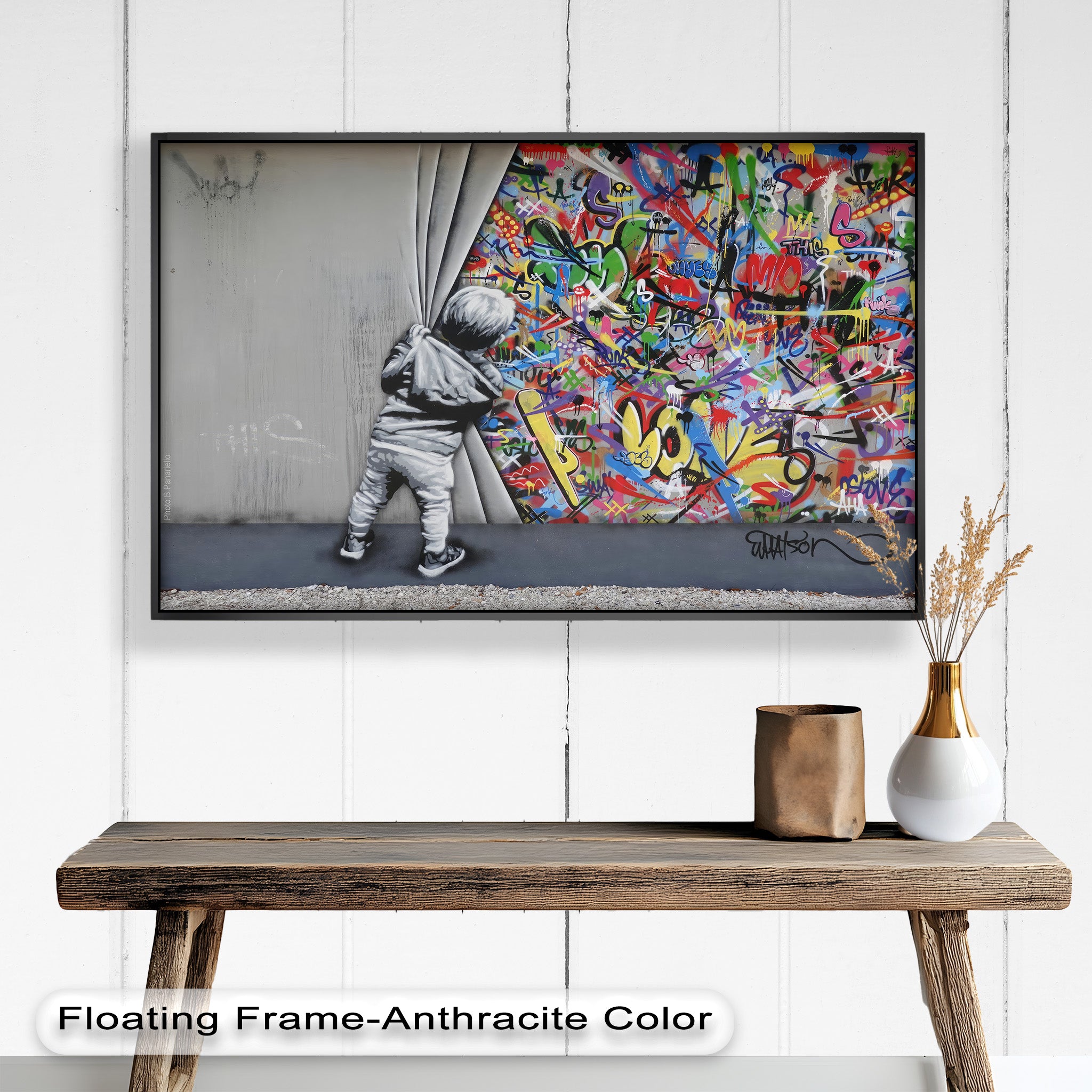 Banksy Inspired Graffiti Oil Painting - Modern Street Art Canvas for Home & Office Decor | Urban Wall Art for Living Room, Bedroom or Studio