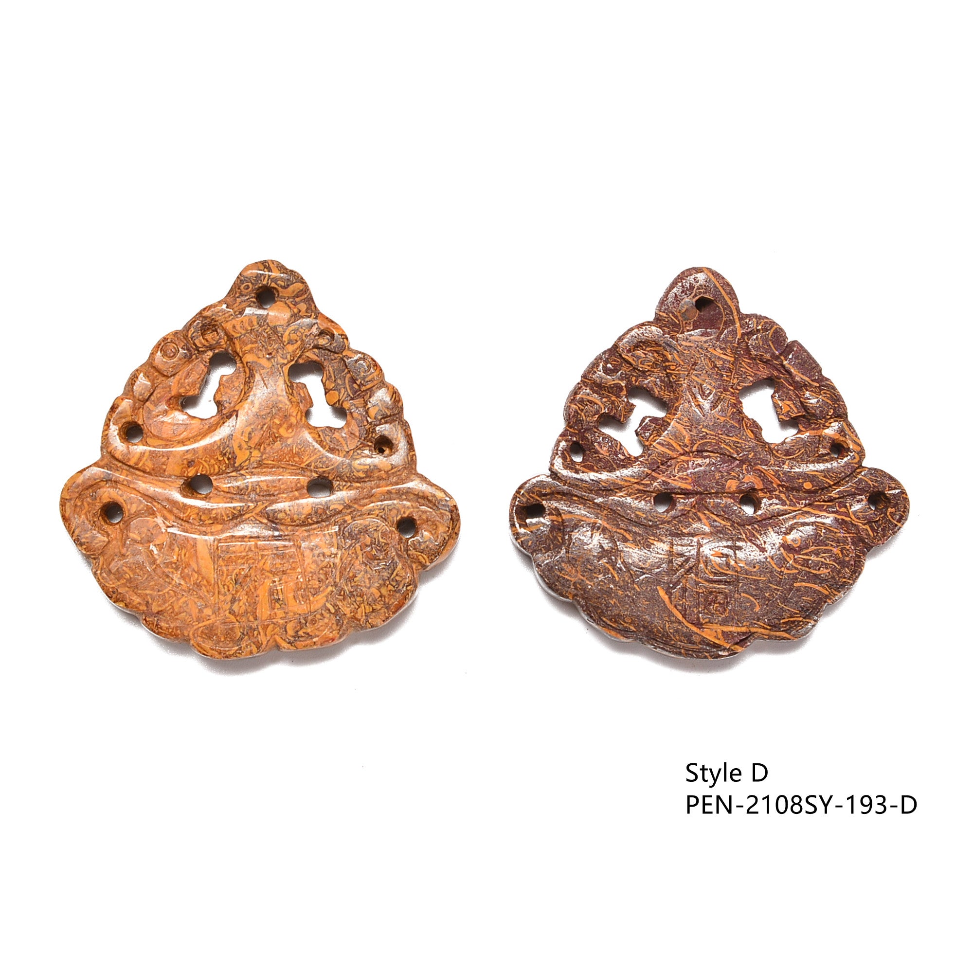 Hand Carved Fireworks Stone Pendant - 5 Unique Styles - Sold Individually - Perfect for Gifts, Jewelry Making & Spiritual Healing