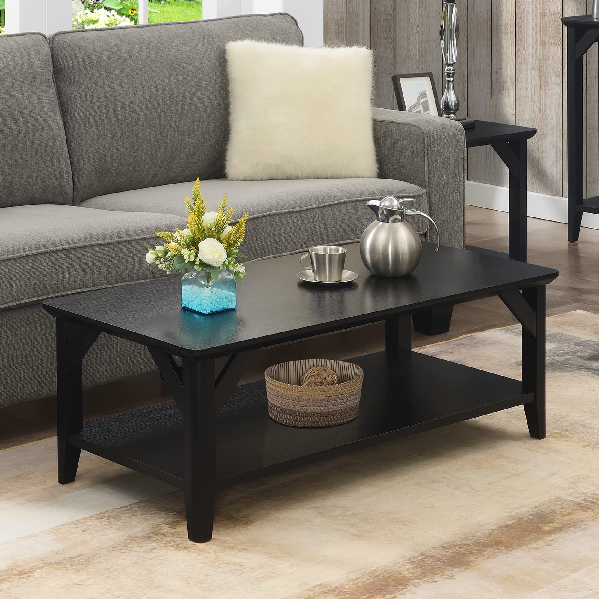 Winston Coffee Table with Shelf - Modern Black End Table for Living Room, Office & Small Spaces | Stylish & Functional Home Decor