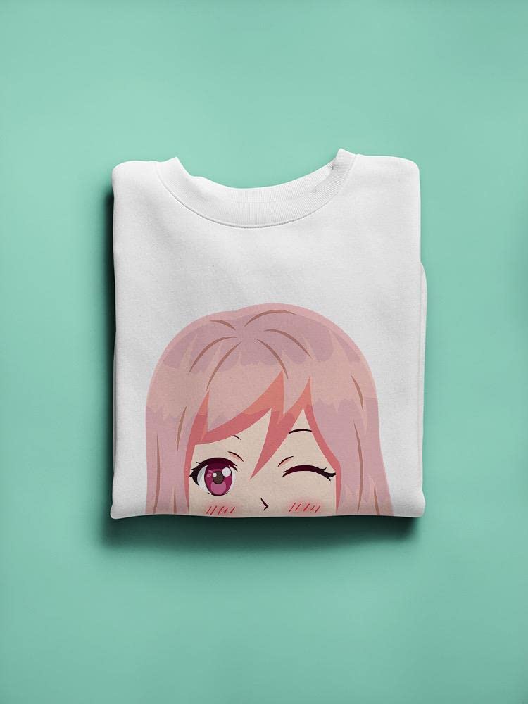 Smartprints Winking Anime Girl Sweatshirt for Women | Cute Kawaii Graphic Hoodie | Perfect for Cosplay, Anime Conventions & Casual Wear