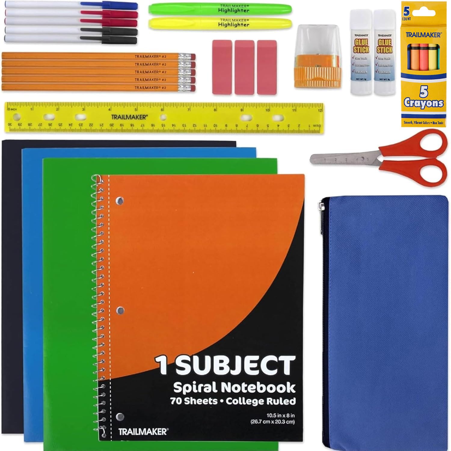 30-Piece Back to School Supplies Kit for Girls & Boys - Notebook, Folders, Pens, Pencils & More - Perfect for Kindergarten & Elementary Students (K-8) - Great for Classroom, Homeschool & Homework Organization