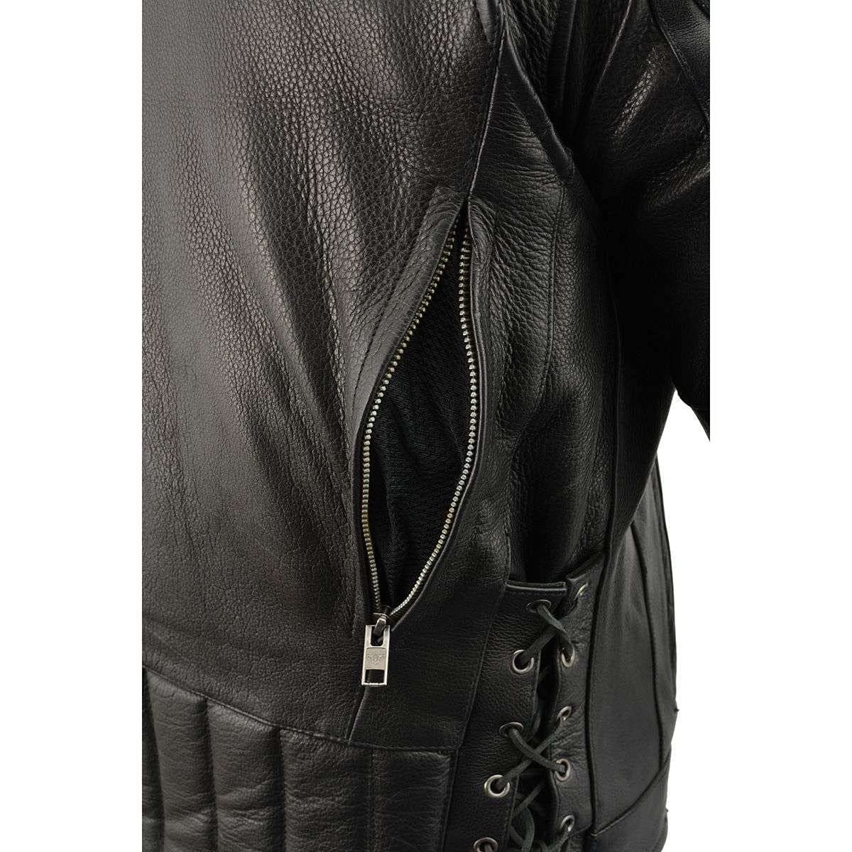 Milwaukee Leather SH1010 Men's Scooter Black Vented Motorcycle Jacket with Side Laces - Perfect for Riding & Urban Fashion