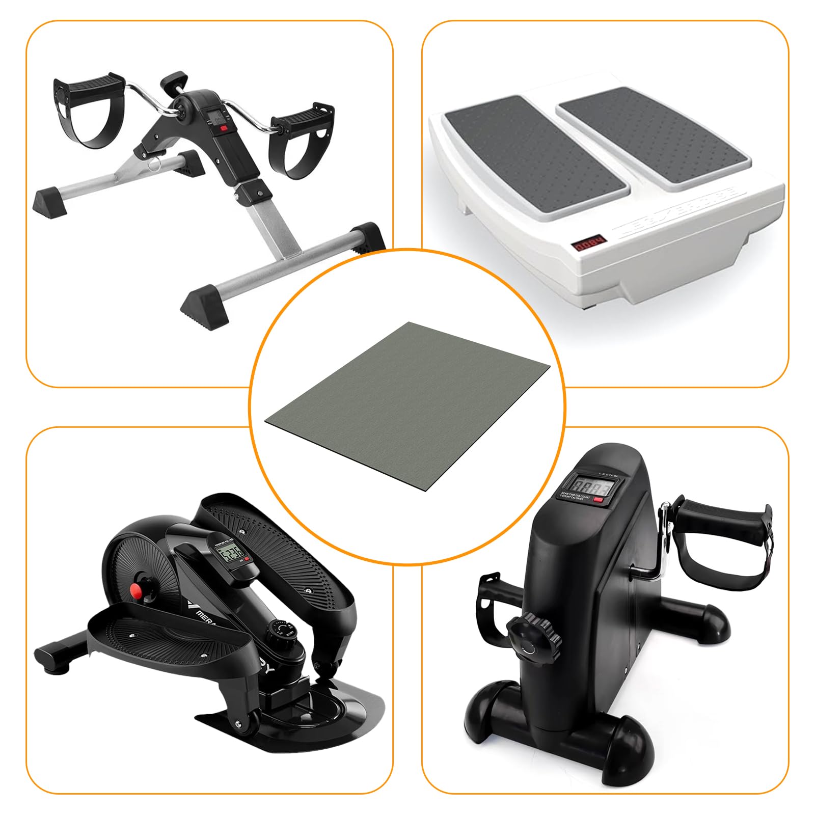 Non-Slip Elliptical Machine Mat - Dark Grey Exercise Mat for Under Desk Elliptical, Stair Stepper & Leg Exerciser | Perfect for Home Gym, Office Workouts & Senior Fitness