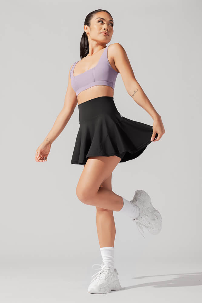 Twirl Skort for Women - Black High Waist Tennis Skirt with Built-in Shorts | Perfect for Running, Yoga, and Casual Wear