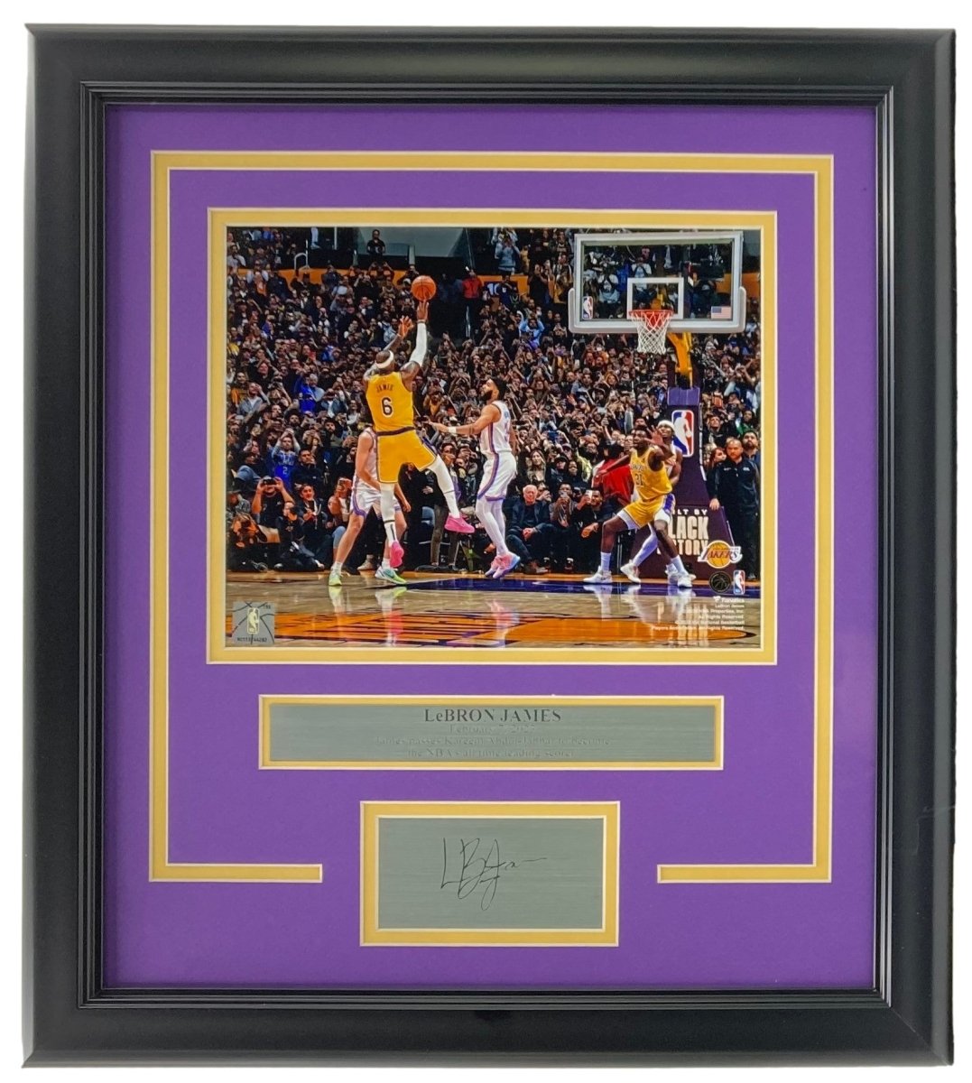 LeBron James Lakers Scoring Record Framed 8x10 Photo - Laser Engraved Signature - Perfect for Sports Memorabilia Collectors & Lakers Fans Home Decor