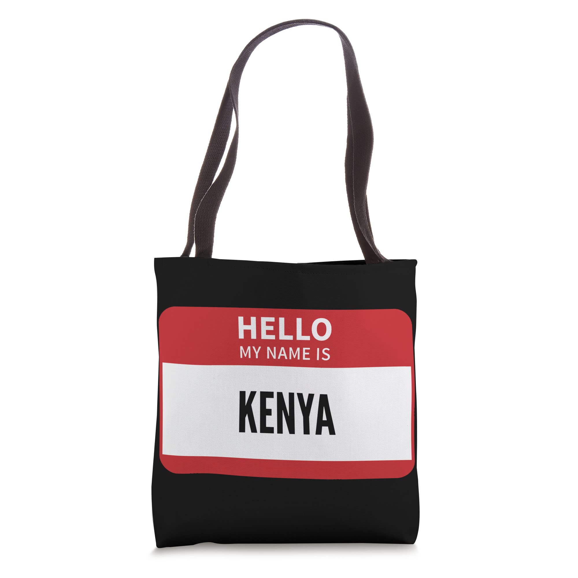 Kenya Name Tag Tote Bag - Hello My Name Is Reusable Shopping Bag for Work, School & Travel