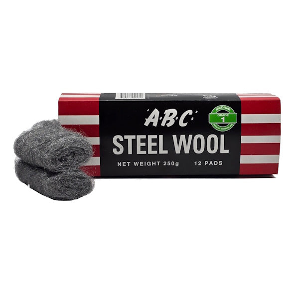 ABC Steel Wool 250g (12 Sleeves) - Heavy Duty Cleaning Pads for Kitchen, Grill, and Metal Polishing - Perfect for Stainless Steel, Cookware, and Rust Removal