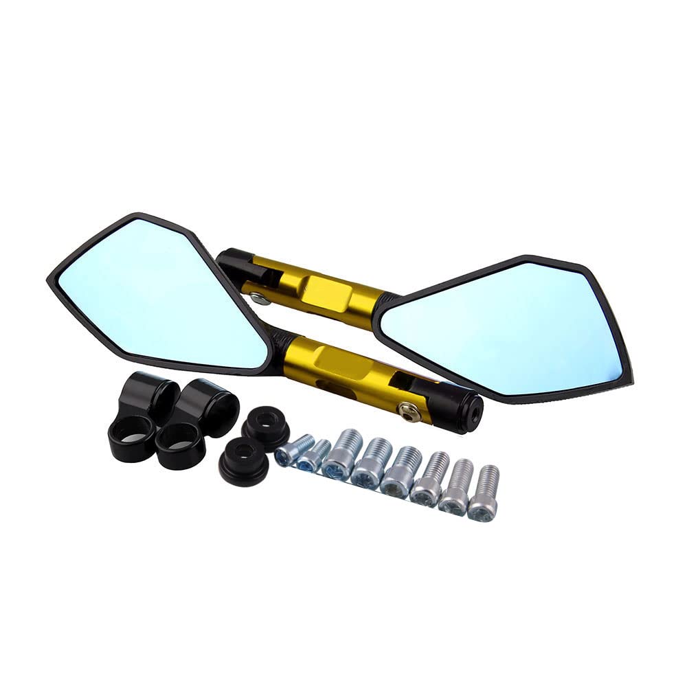 Universal Motorcycle Mirrors 360°Rotation CNC Aluminum - for Scooter ATV Bikes - Golden