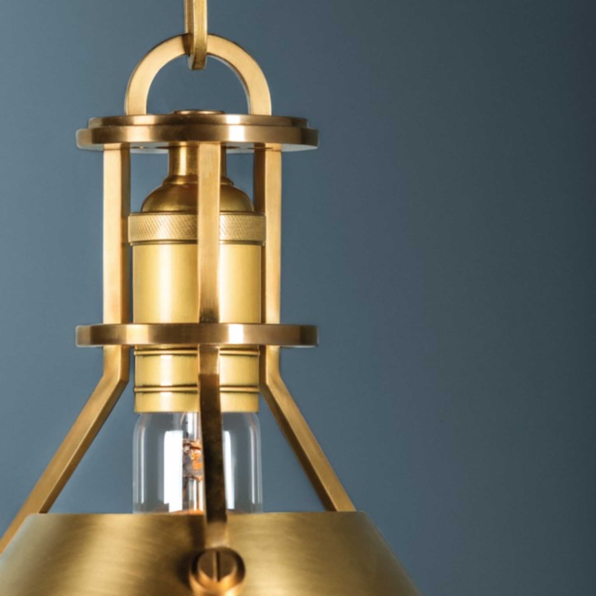 Vintage Aged Brass Metal No. 2 Pendant Light - Industrial Style Ceiling Hanging Fixture for Kitchen Island, Dining Room & Bar Lighting