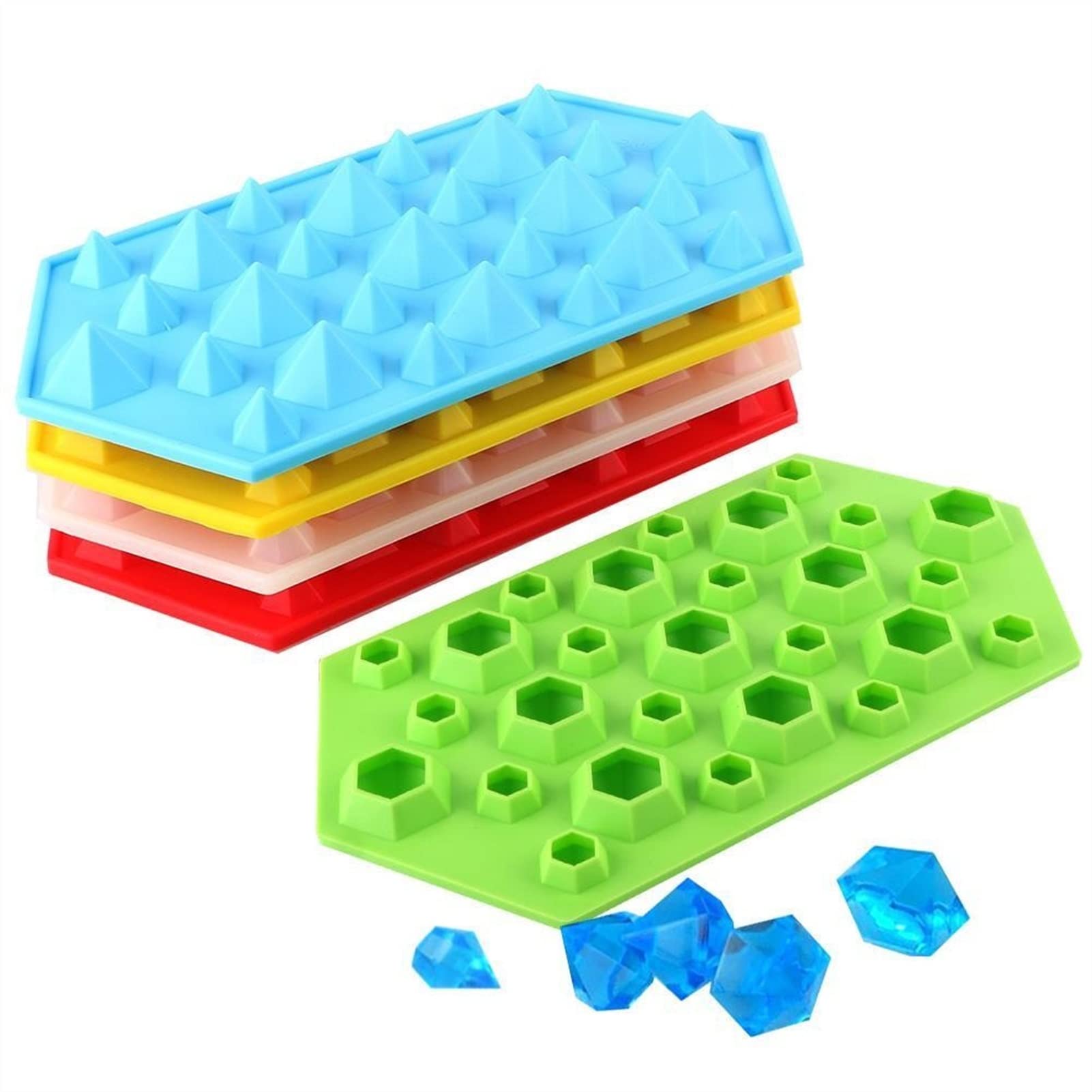 3D Diamond Silicone Ice Cube Tray - Whiskey Ball Maker, Chocolate & Pudding Mold for Cocktails, Party, Bar, DIY Desserts - Reusable Ice Cream & Cocktail Ice Mold (Blue) - Perfect for Home Bars, Cocktail Parties, and DIY Frozen Treats