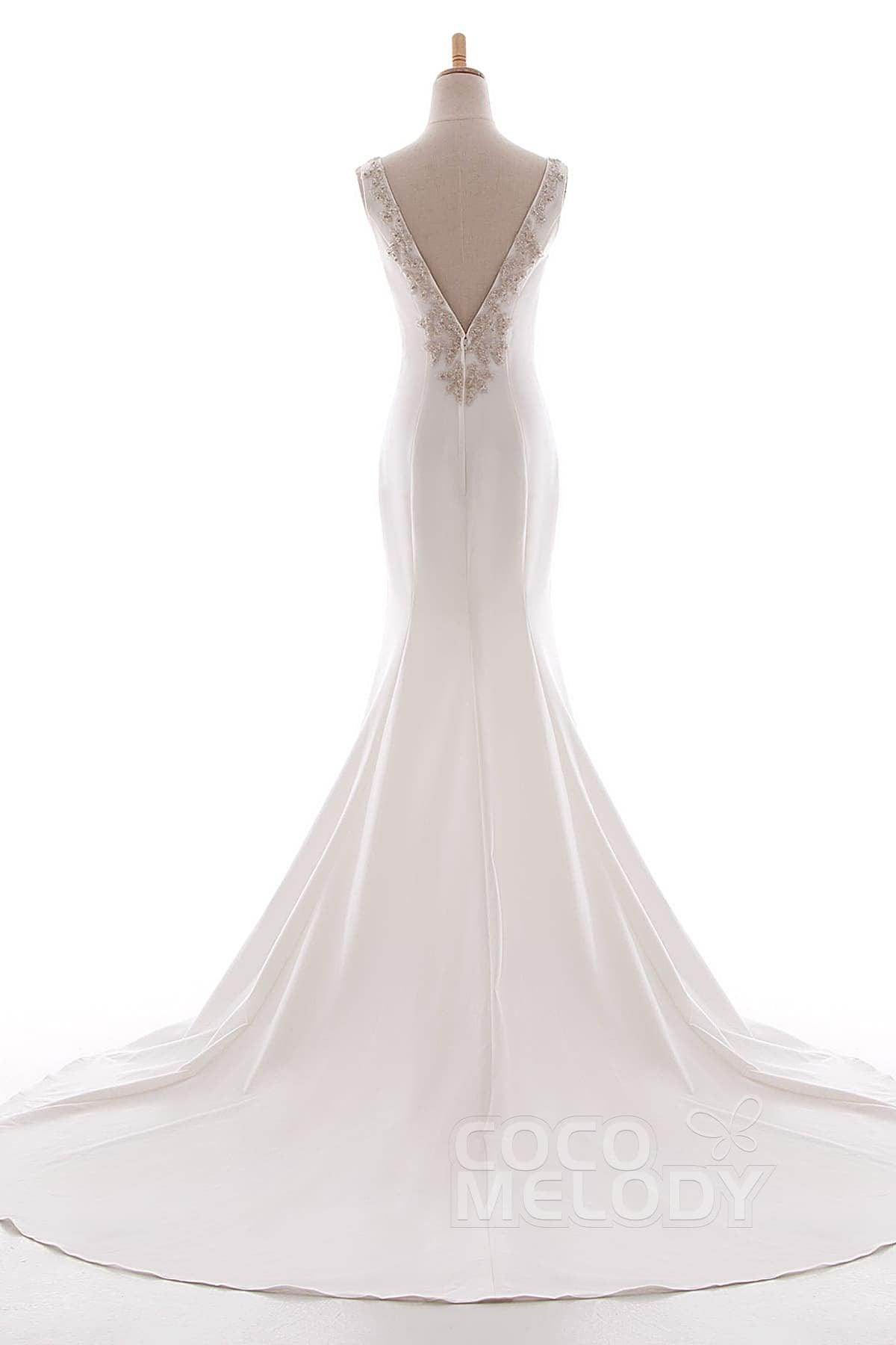 Elegant Mermaid Court Train Knitted Fabric Wedding Dress LD5237 - Perfect for Beach, Garden & Romantic Ceremonies