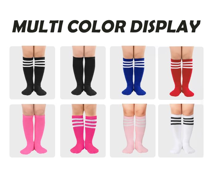Century Star Kids Soccer Socks - Knee High Sports Socks for Boys & Girls, Youth Baseball Socks with Stripes, Toddler Athletic Tube Socks - Perfect for Soccer, Baseball, and School Uniforms
