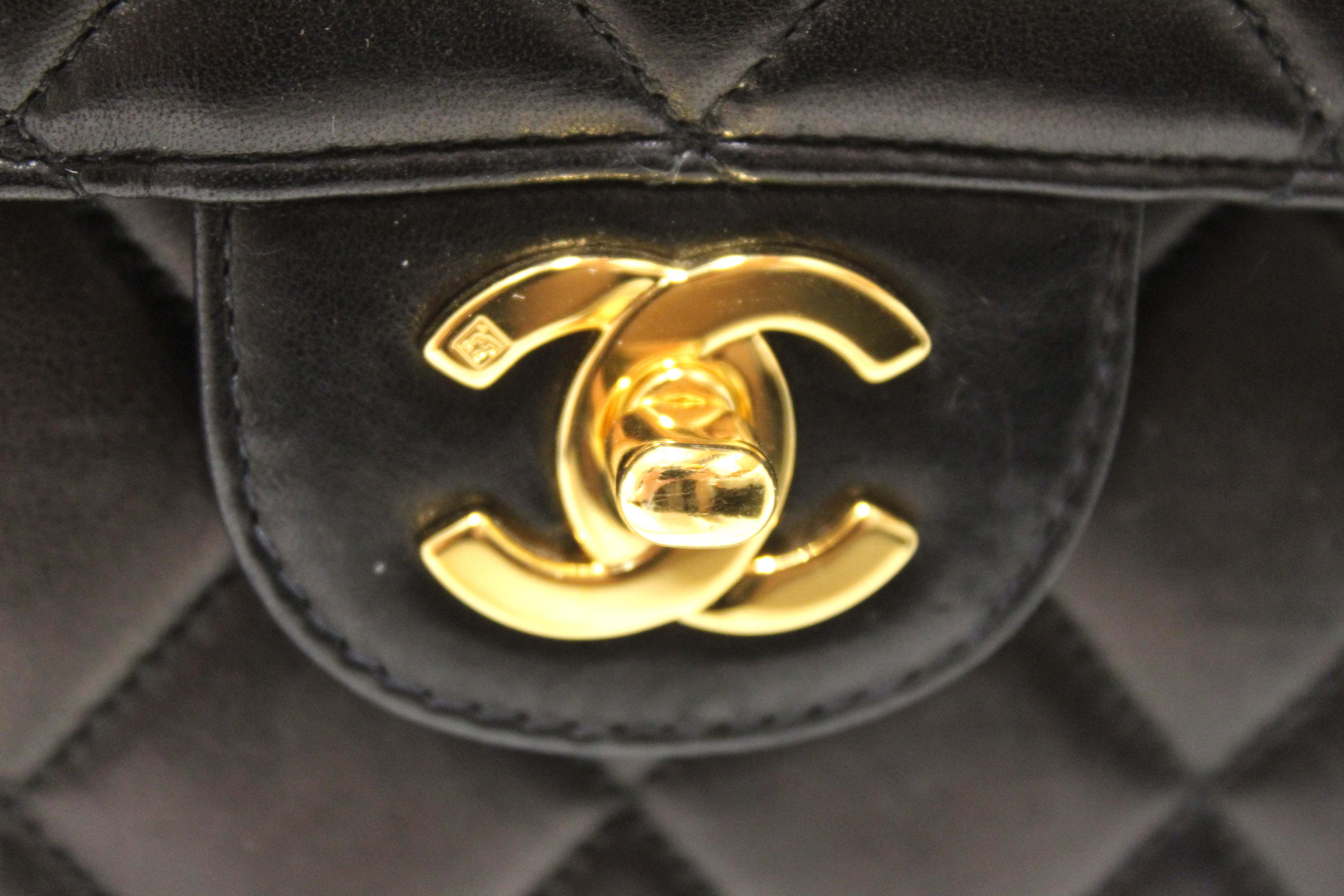 Authentic Chanel Vintage Black Lambskin Quilted Leather Jumbo Shoulder Chain Flap Bag - Luxury Designer Handbag for Women, Perfect for Evening Parties, Date Nights & Special Occasions