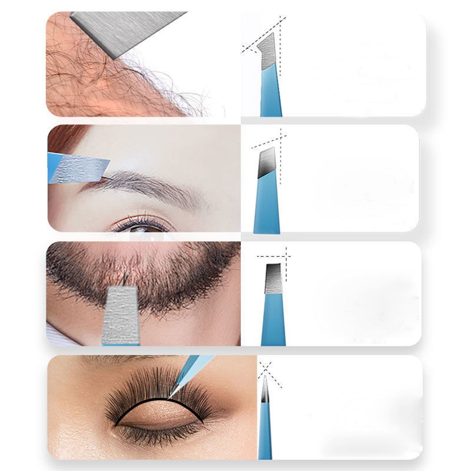 Premium Stainless Steel Slanted Tweezers for Eyebrows & Fine Hair - Colorful Beauty Makeup Tools for Precise Hair Removal & Grooming | Perfect for Eyebrow Shaping, Splinter Removal & DIY Beauty