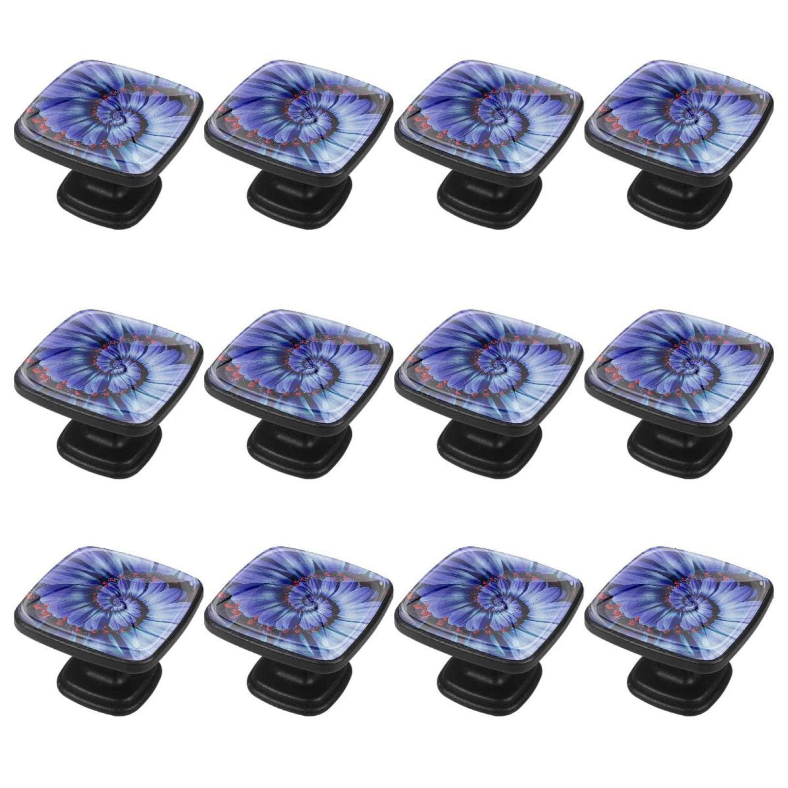12-Pack Purple Chamomile Daisy Cabinet Handles & Drawer Knobs - Vintage Dresser Hardware for Kitchen Cabinets, Bathroom Vanities & Furniture Upgrades