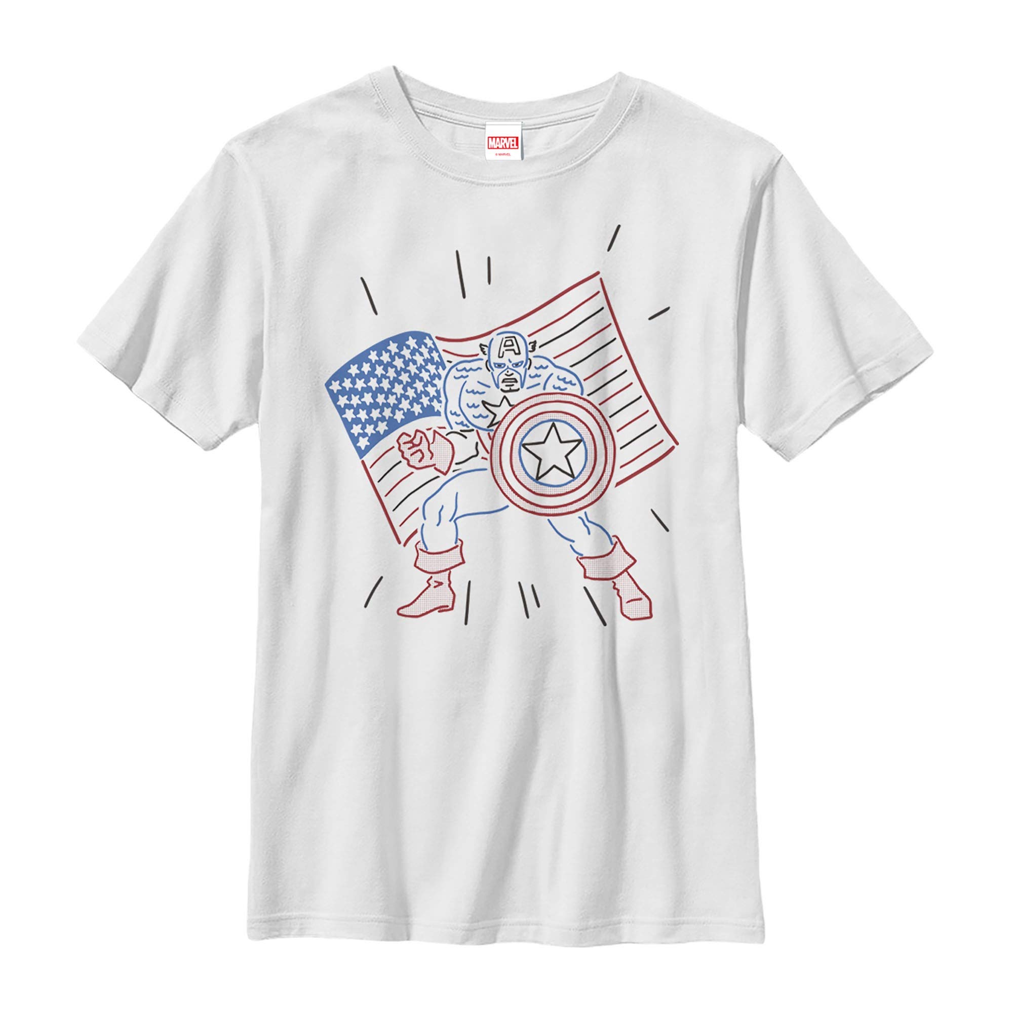 Marvel Captain America Boys' Patriotic 4th of July T-Shirt - Perfect for Independence Day Celebrations & Superhero Costumes