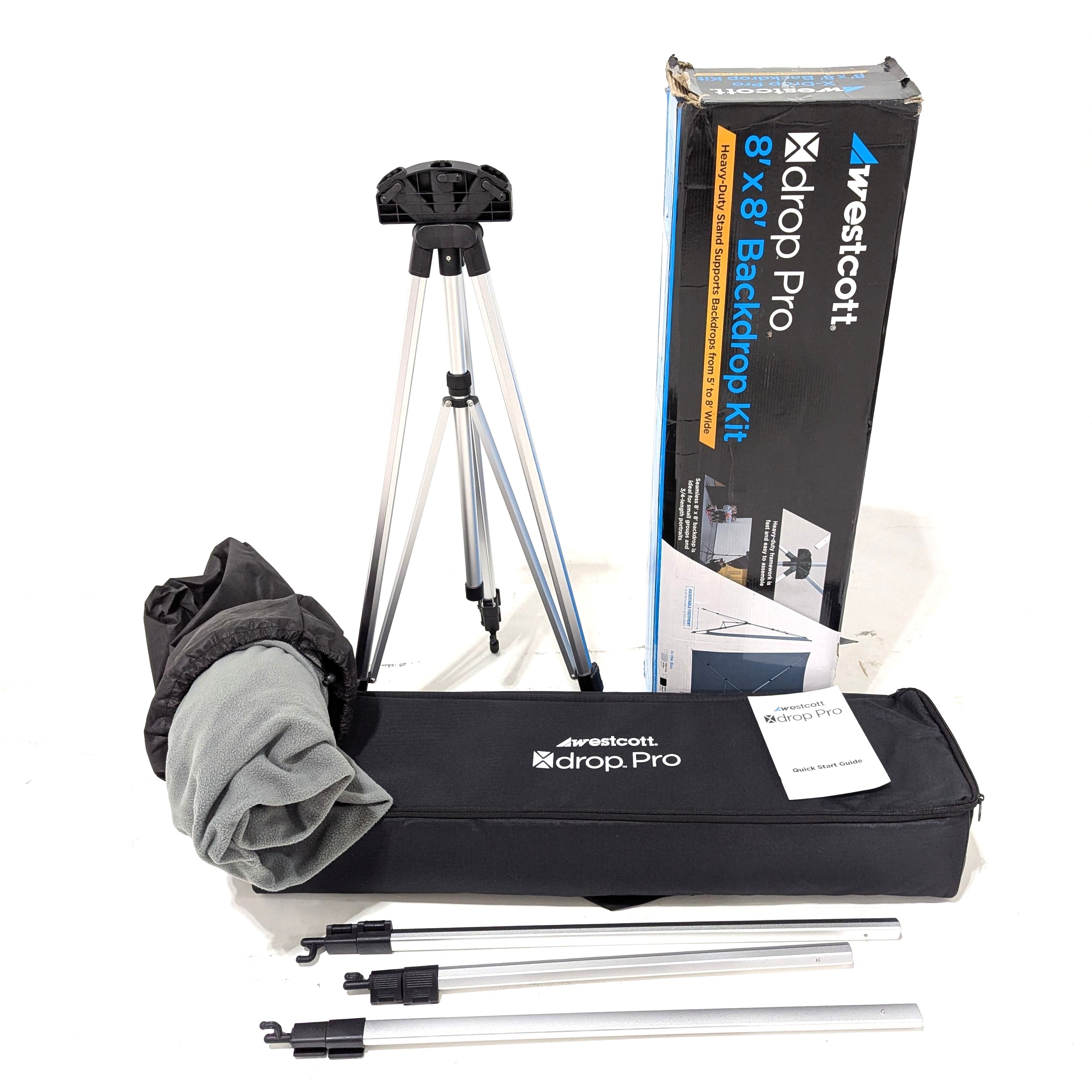 Westcott X Drop Pro Fabric Backdrop Kit - Neutral Gray 8x8 ft - Premium Photography Backdrop for Studio Portraits, Product Shoots & Content Creation